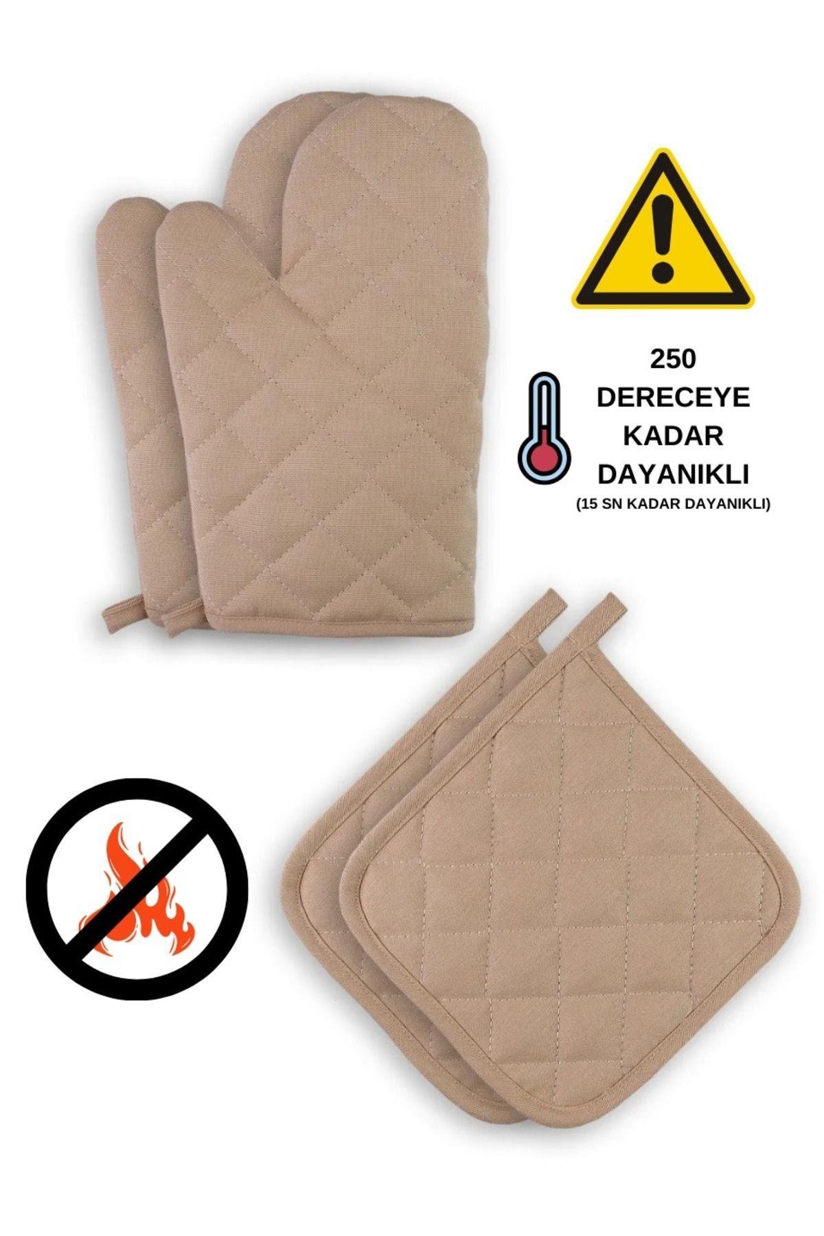 Yanmaz Ve Isıya Dayanıklı Fırın Eldiveni Ve Tutacak (2 ELDİVEN, 2 TUTACAK)