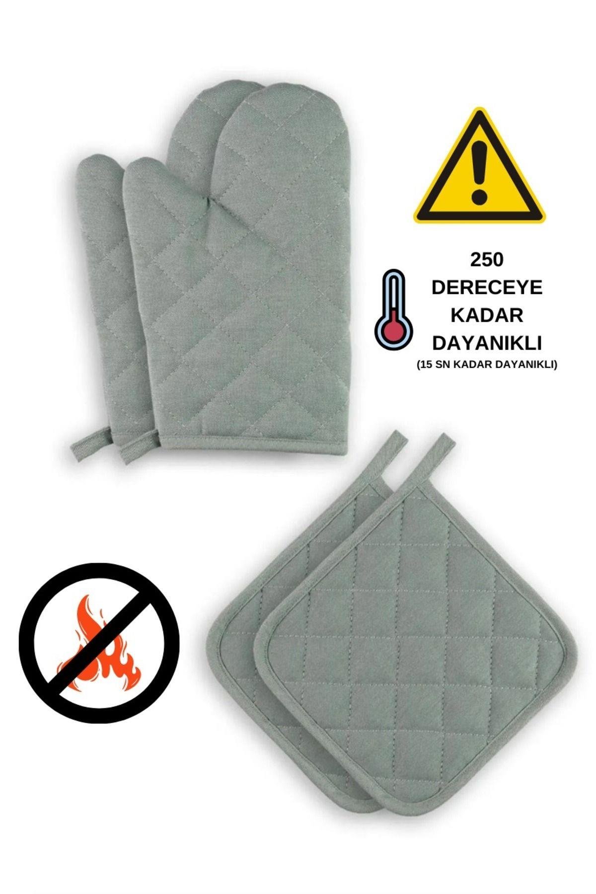 Yanmaz Ve Isıya Dayanıklı Fırın Eldiveni Ve Tutacak (2 ELDİVEN, 2 TUTACAK)