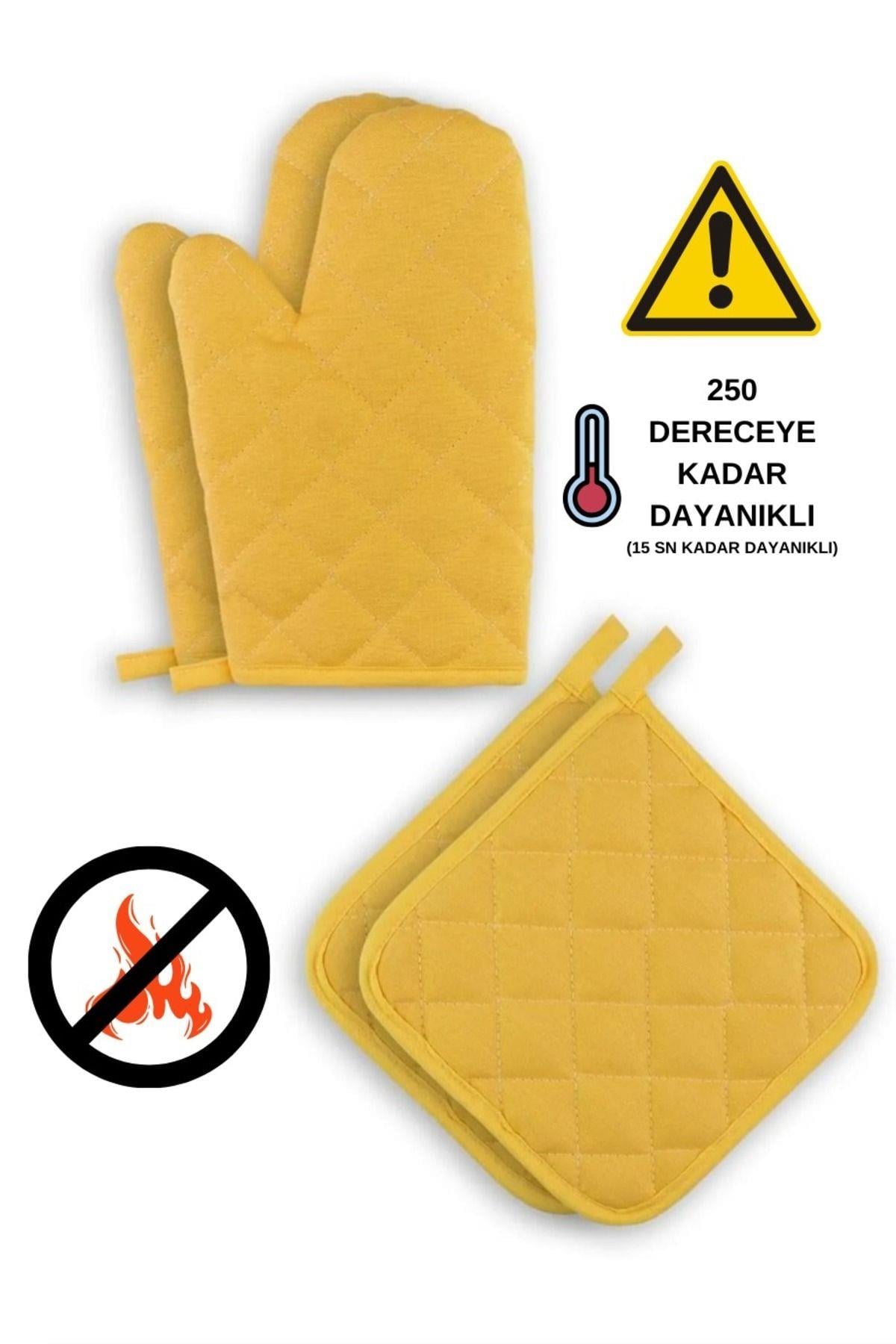 Yanmaz Ve Isıya Dayanıklı Fırın Eldiveni Ve Tutacak (2 ELDİVEN, 2 TUTACAK)