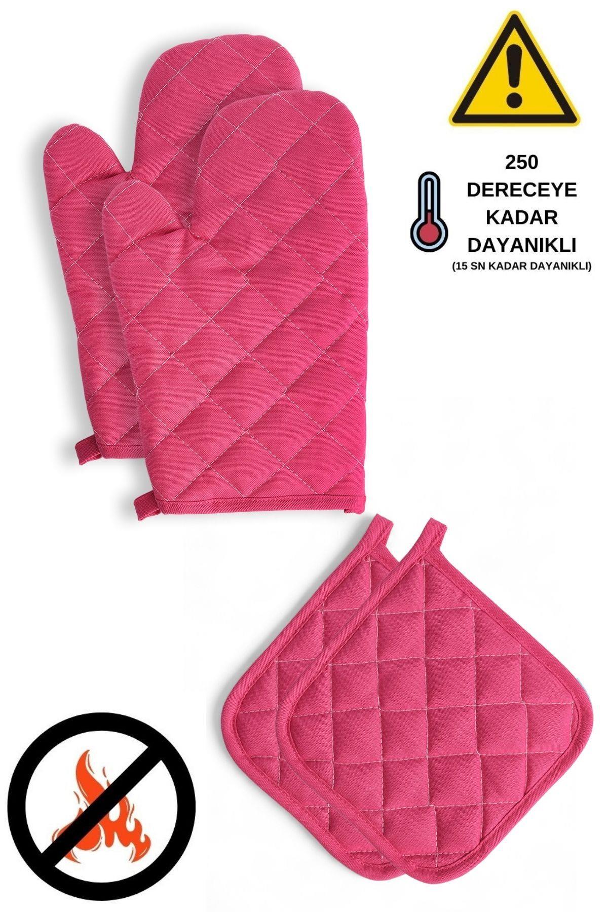 Yanmaz Ve Isıya Dayanıklı Fırın Eldiveni Ve Tutacak (2 ELDİVEN, 2 TUTACAK)