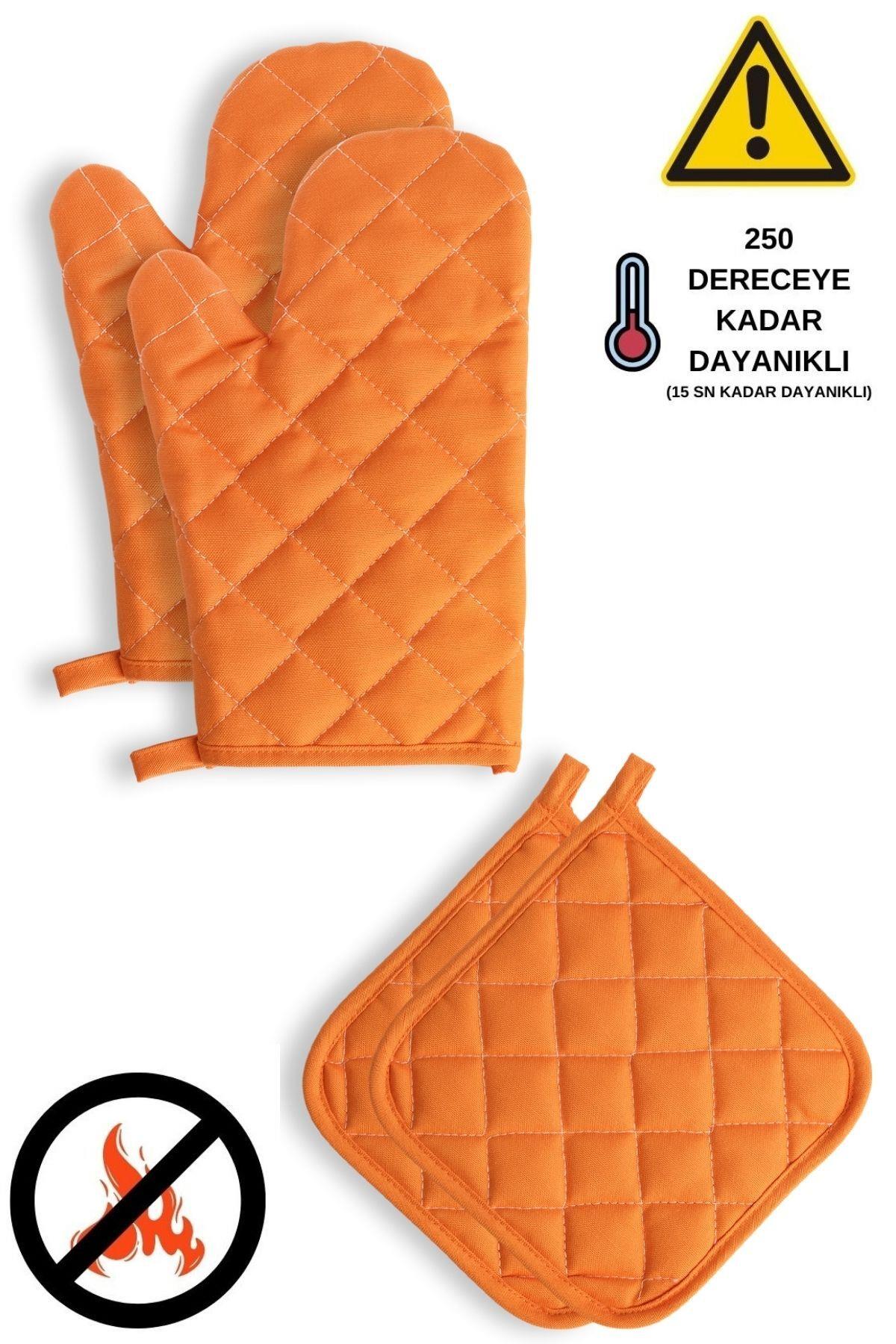 Yanmaz Ve Isıya Dayanıklı Fırın Eldiveni Ve Tutacak (2 ELDİVEN, 2 TUTACAK)