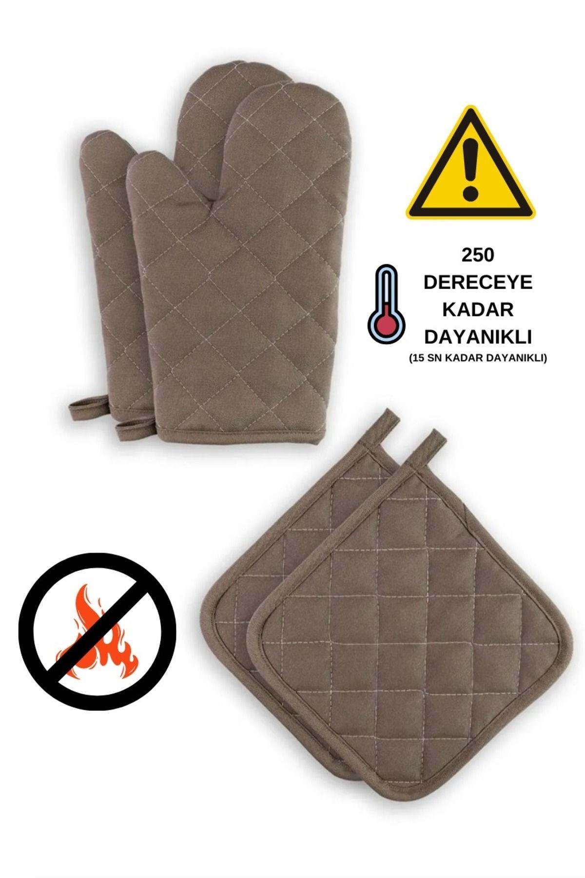 Yanmaz Ve Isıya Dayanıklı Fırın Eldiveni Ve Tutacak (2 ELDİVEN, 2 TUTACAK)