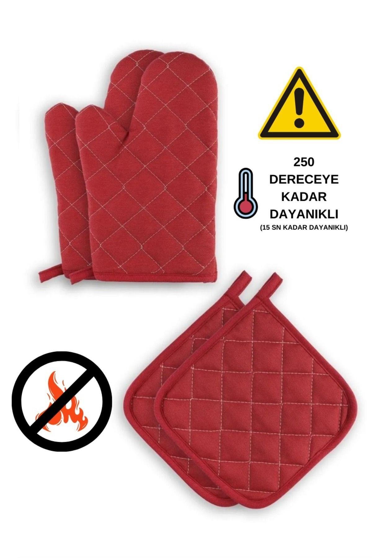 Yanmaz Ve Isıya Dayanıklı Fırın Eldiveni Ve Tutacak (2 ELDİVEN, 2 TUTACAK)