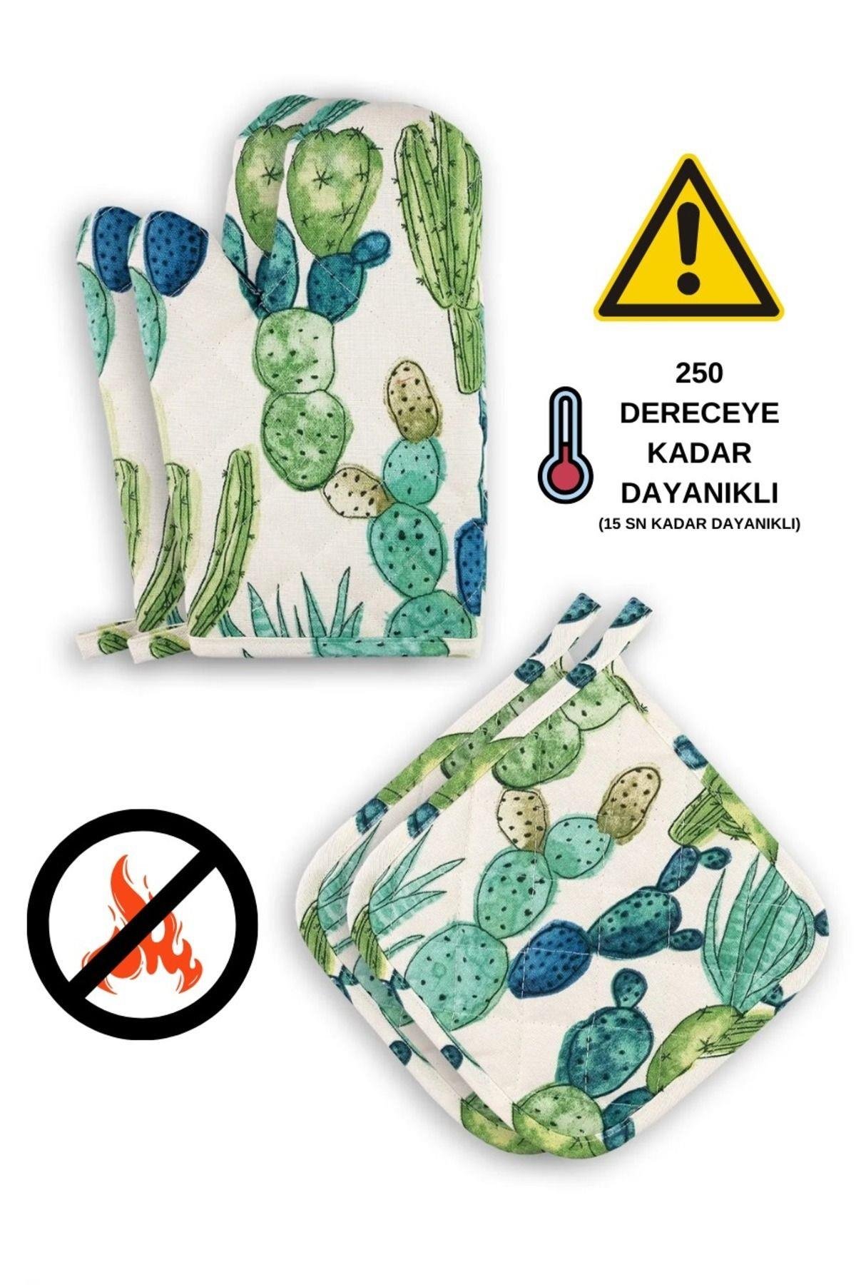 Yanmaz Ve Isıya Dayanıklı Fırın Eldiveni Ve Tutacak (2 ELDİVEN, 2 TUTACAK)
