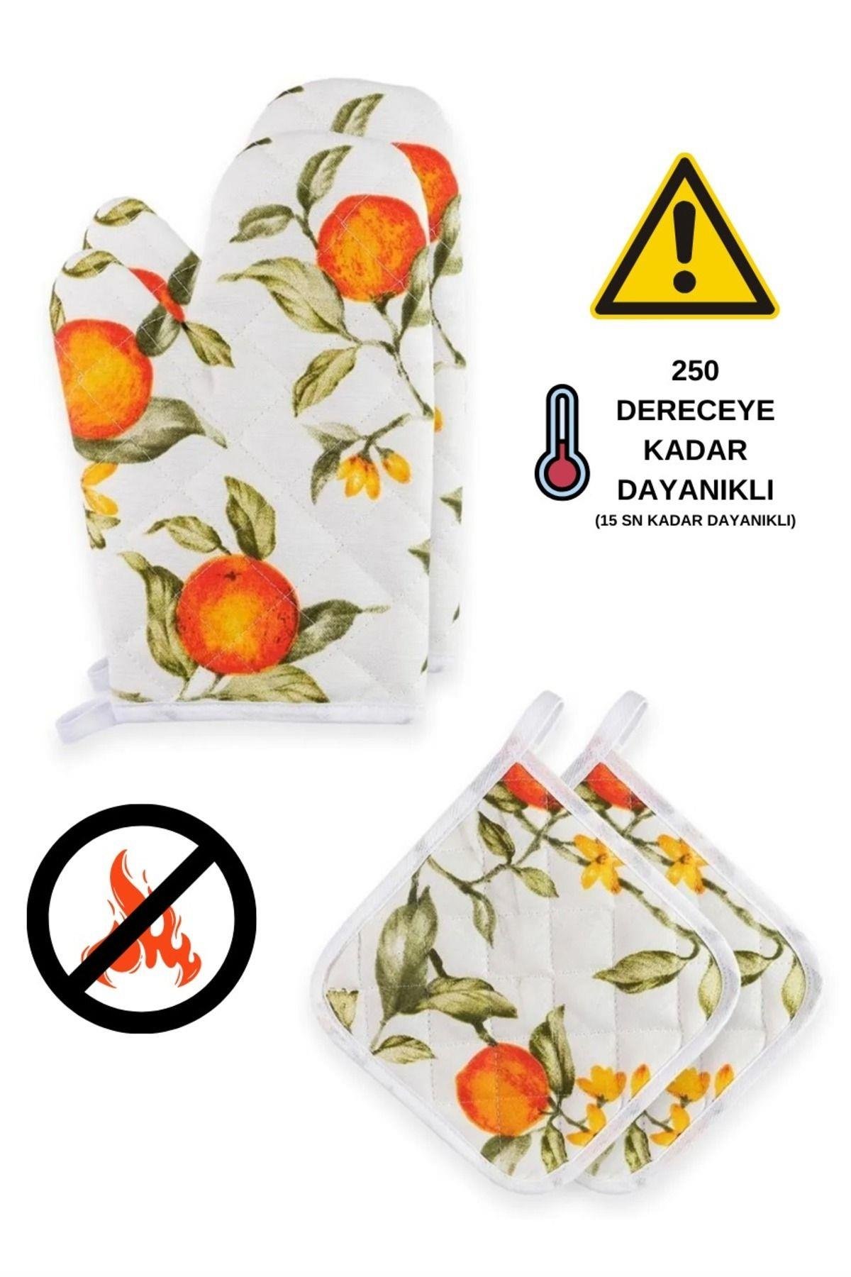 Yanmaz Ve Isıya Dayanıklı Fırın Eldiveni Ve Tutacak (2 ELDİVEN, 2 TUTACAK)