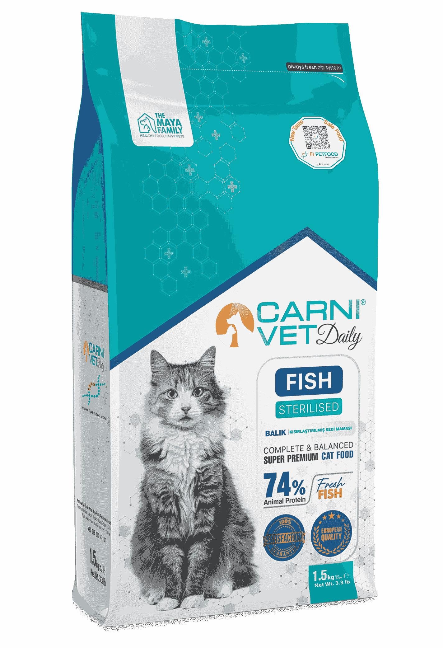 Carni Vet Daily Kısırlaştırılmış Balıklı Yetişkin Kedi Maması 1,5 Kg