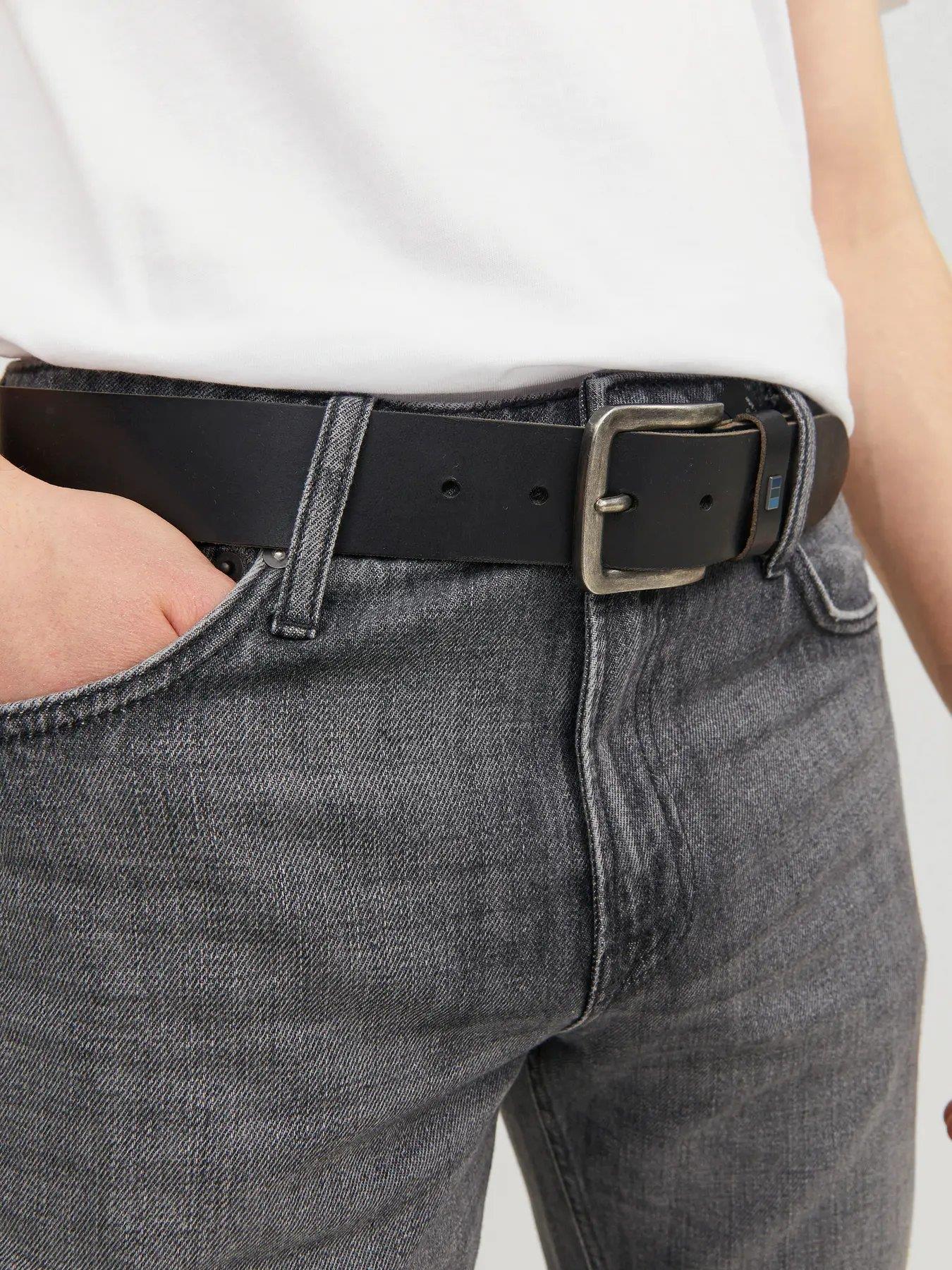 JACK & JONES JACFLAG LEATHER BELT 4 CM NOOS - Black 12242684-BL