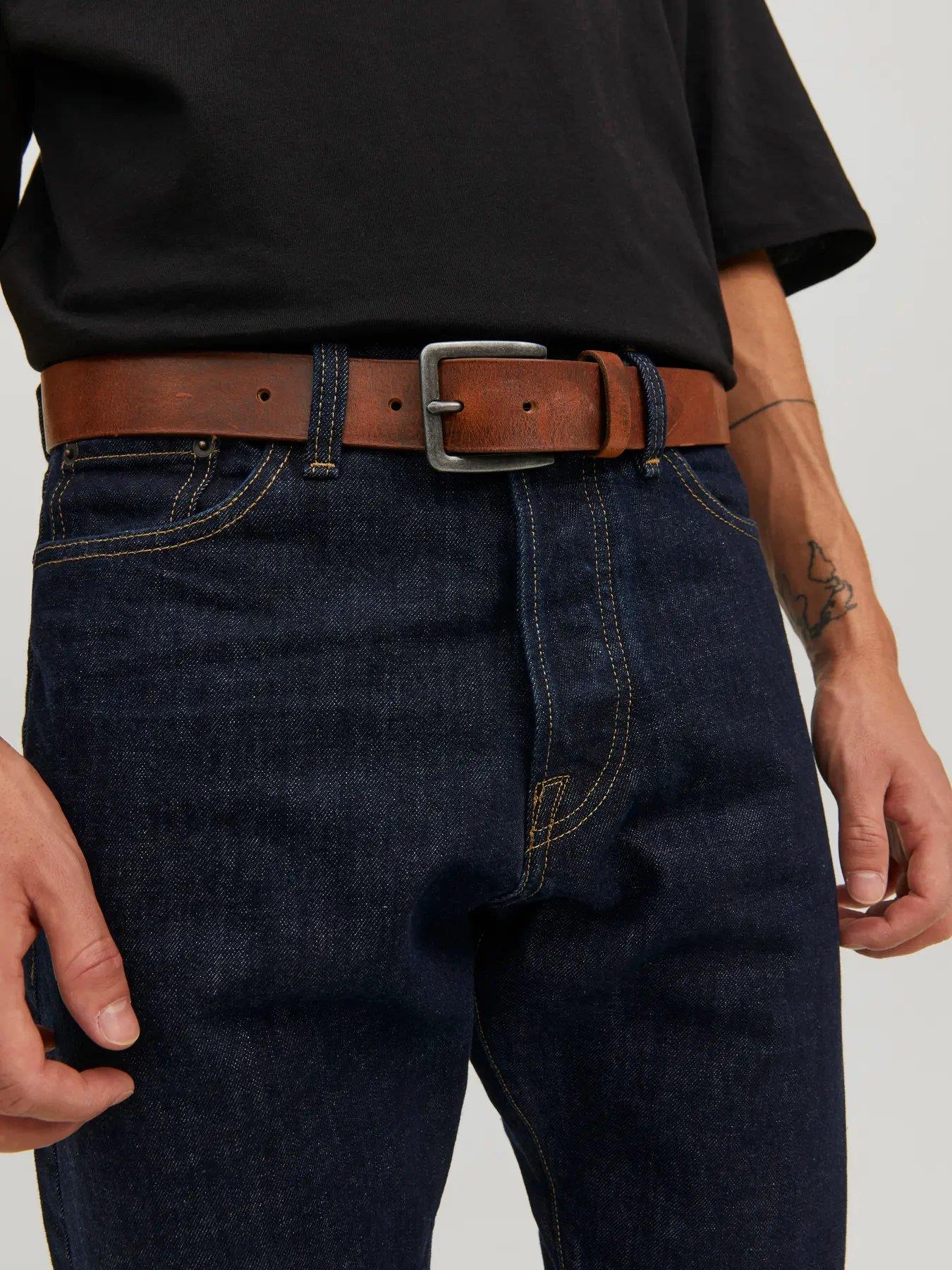 JACK & JONES JACVICTOR LEATHER BELT MOCHA BISCUE 12152757-MO