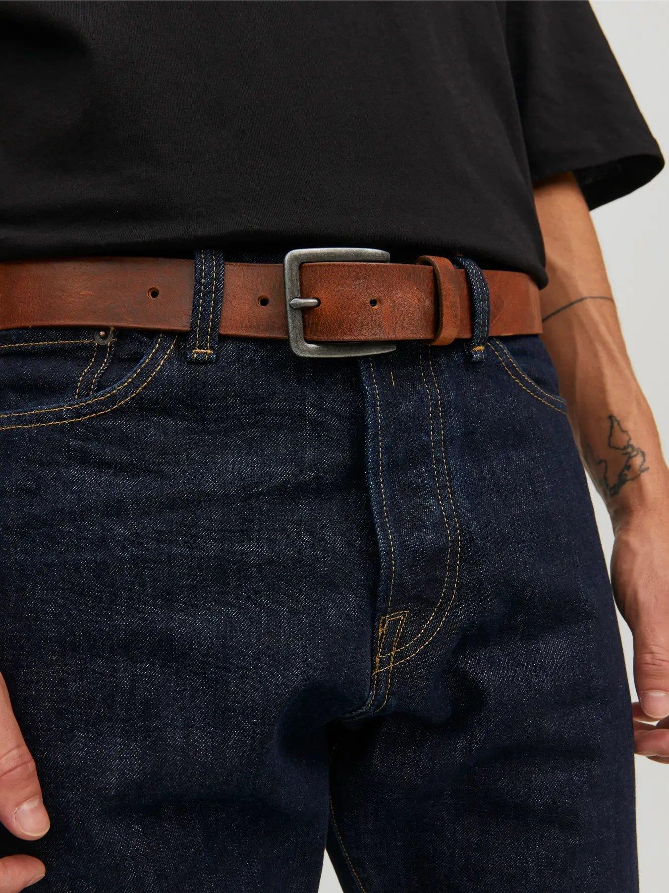 JACK & JONES JACVICTOR LEATHER BELT MOCHA BISCUE 12152757-MO