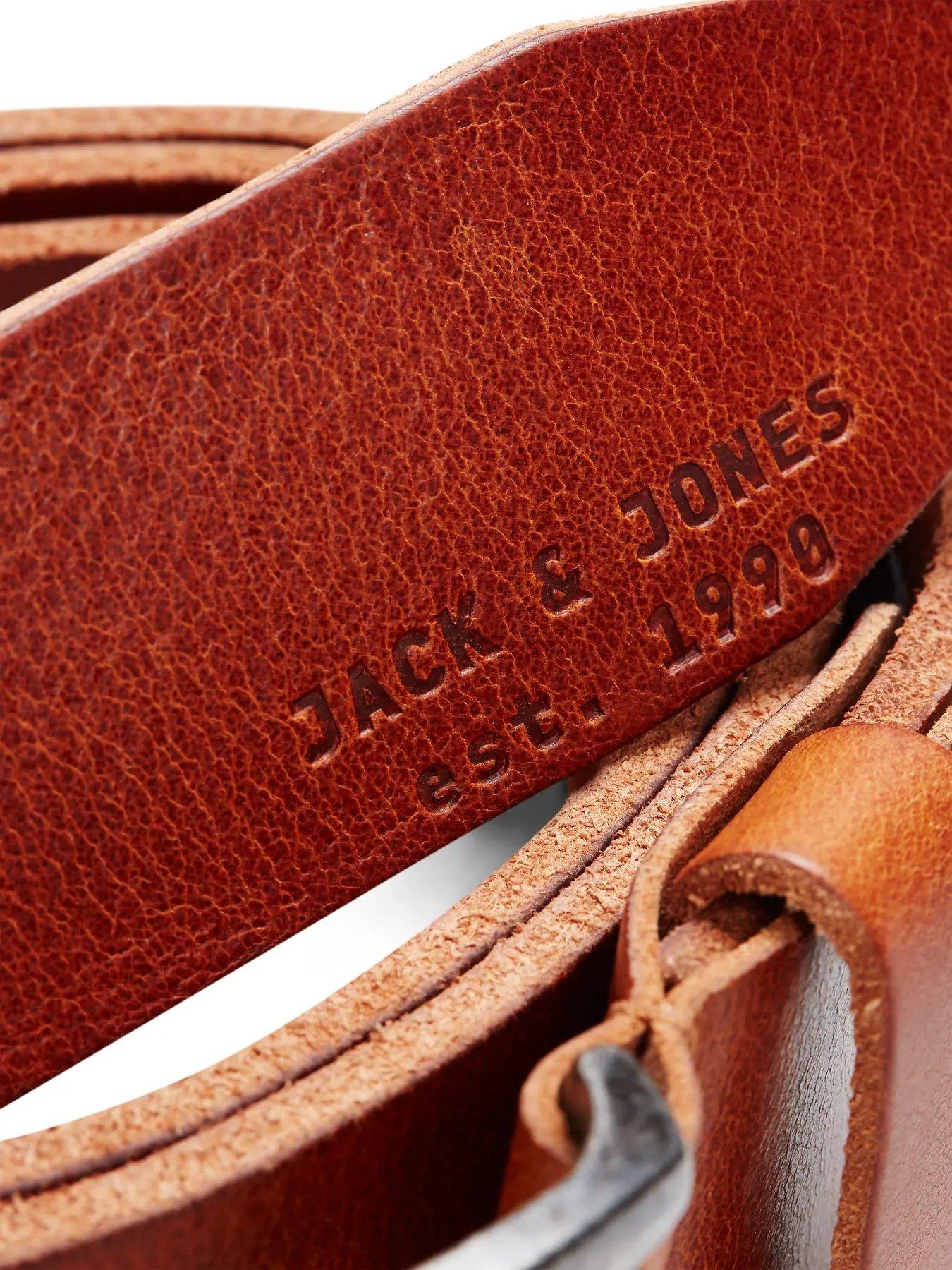 JACK & JONES JACVICTOR LEATHER BELT NOOS - Mocha Bisque 12111286-MO