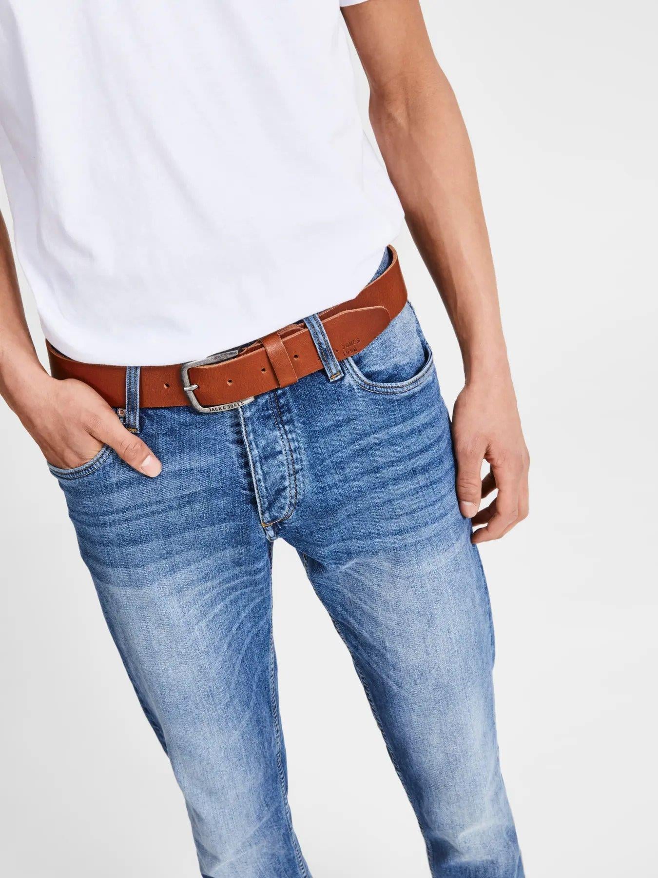 JACK & JONES JACVICTOR LEATHER BELT NOOS - Mocha Bisque 12111286-MO