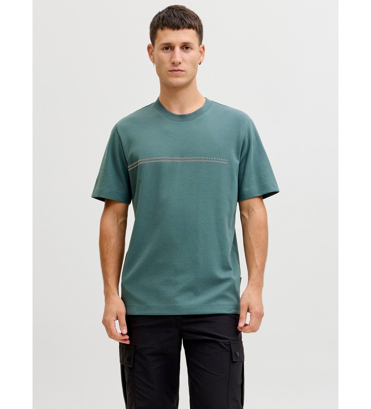 JACK & JONES JCOFUSION CHEST BRAND TEE SS CREW North Atlantic 12289936-NO