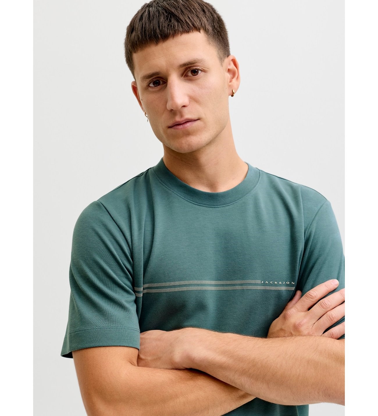 JACK & JONES JCOFUSION CHEST BRAND TEE SS CREW North Atlantic 12289936-NO