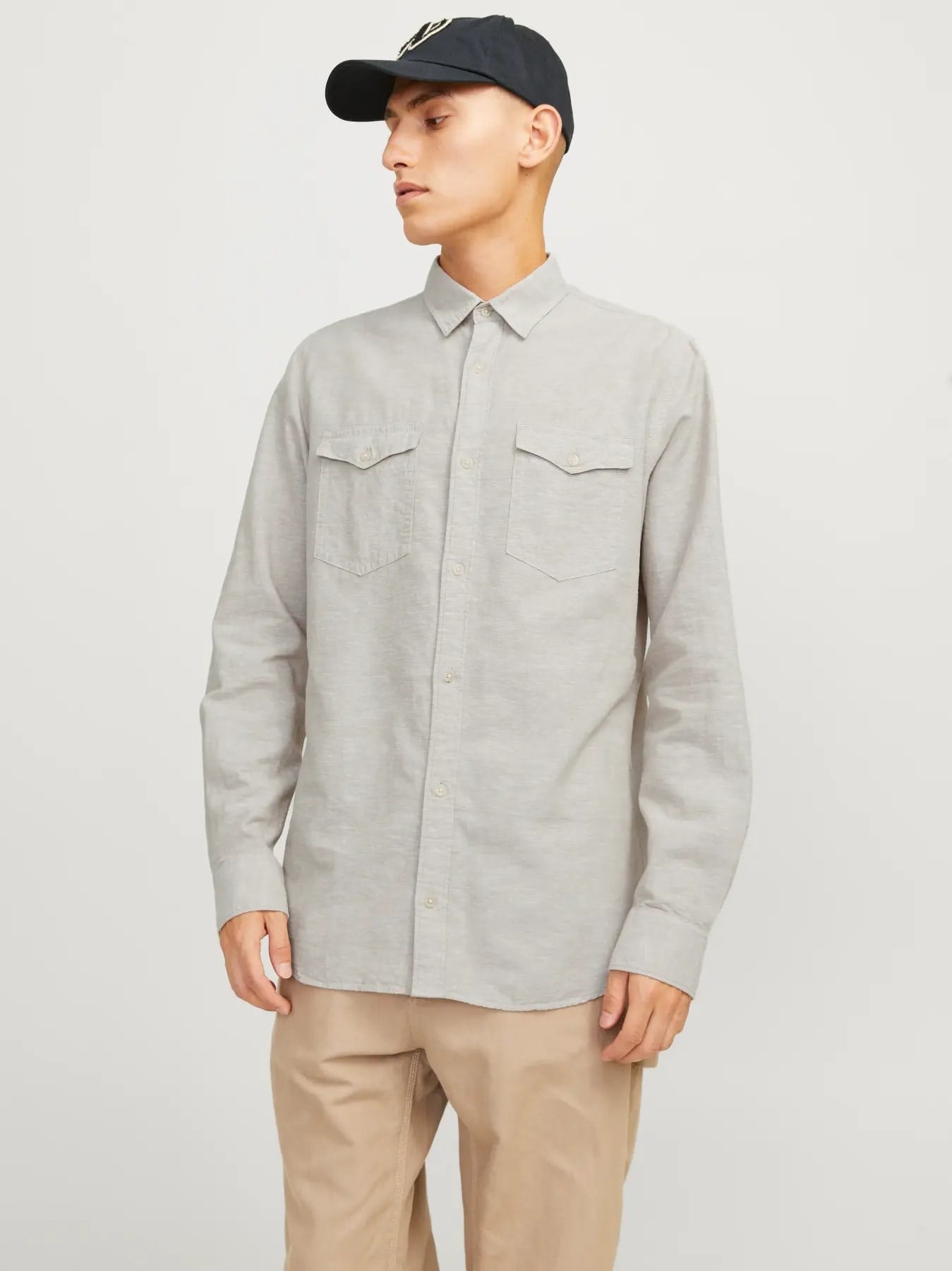JACK & JONES JCOSHERIDAN LINEN BLEND SHIRT LS 12251713-CR