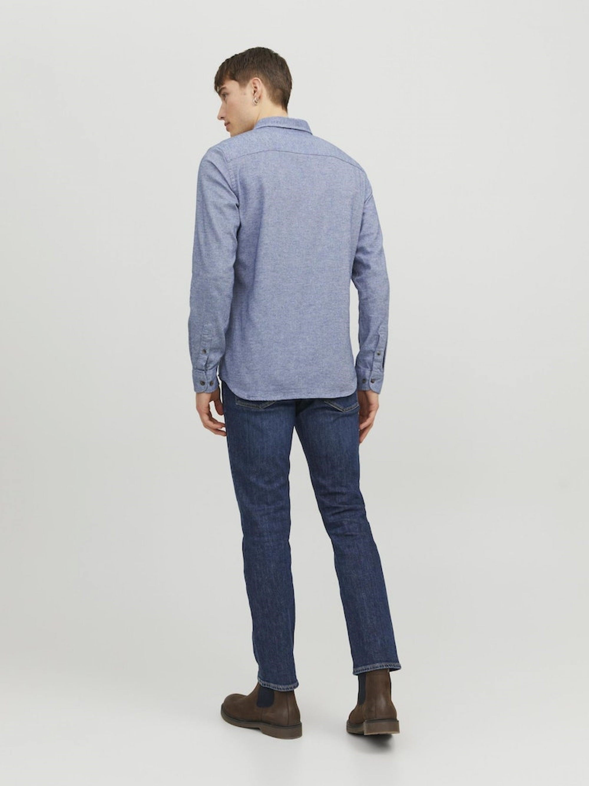 JACK & JONES JJECLASSIC MELANGE SHIRT LS NOOS Faded Denim 12235974-FA