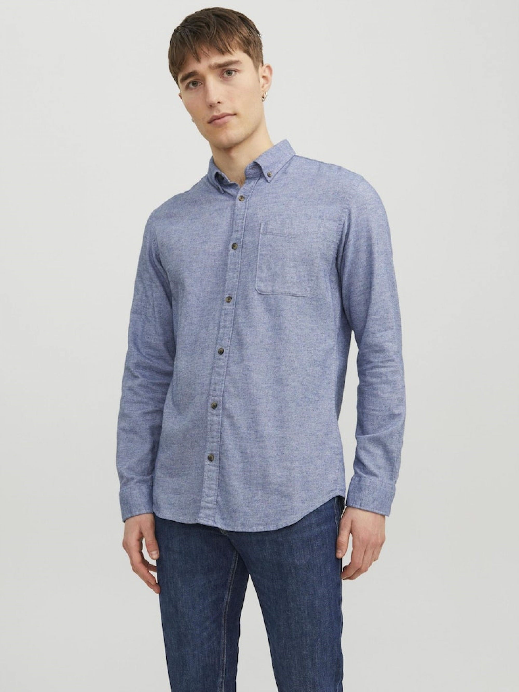 JACK & JONES JJECLASSIC MELANGE SHIRT LS NOOS Faded Denim 12235974-FA