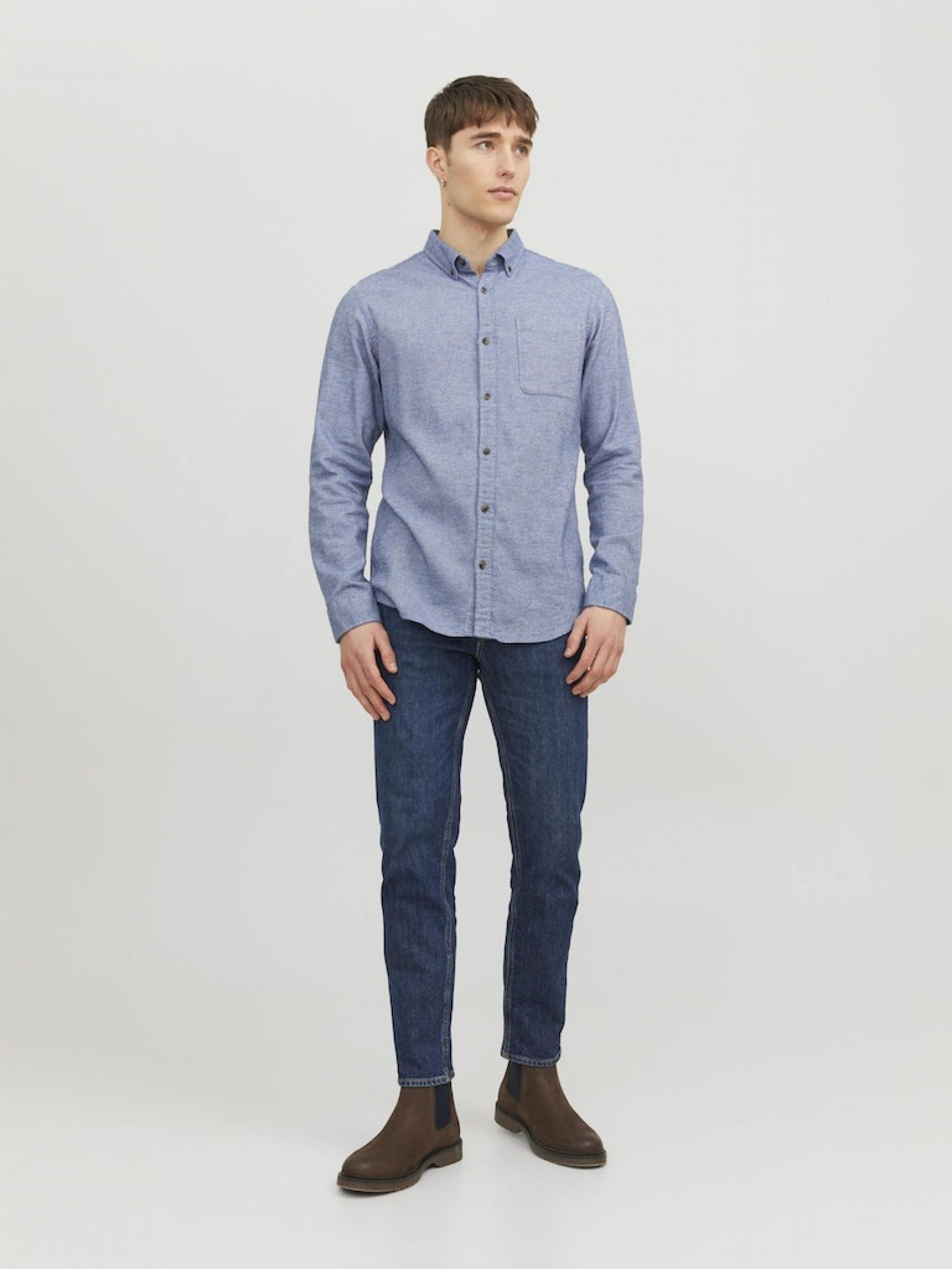 JACK & JONES JJECLASSIC MELANGE SHIRT LS NOOS Faded Denim 12235974-FA
