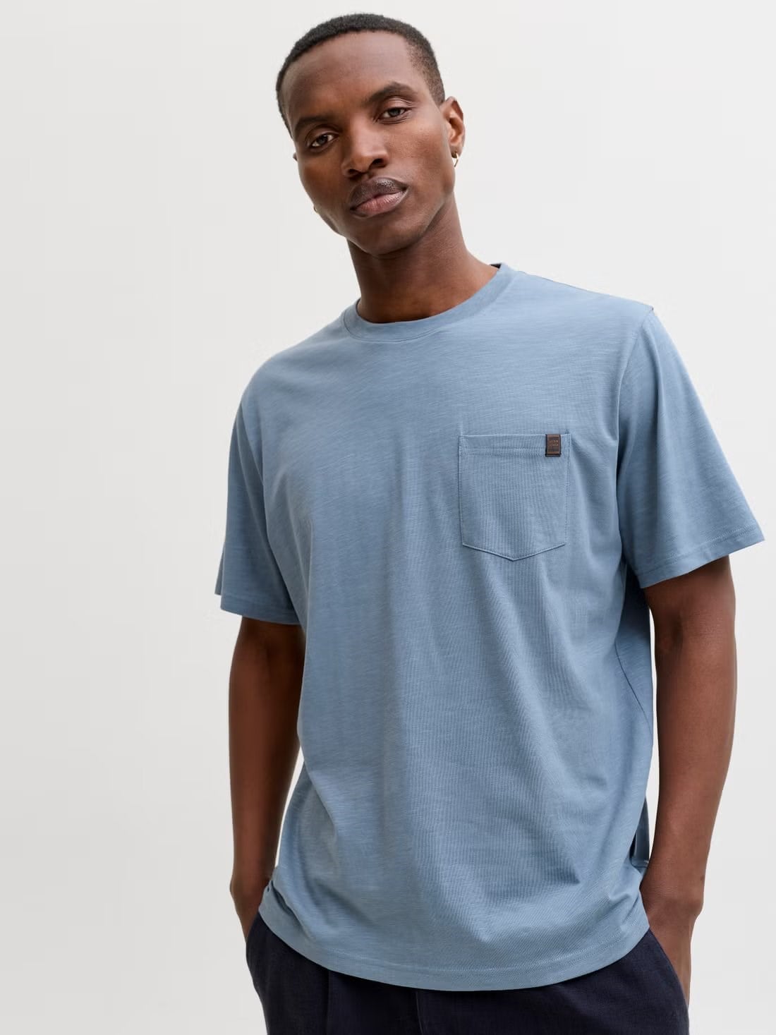 JACK & JONES JJEDOVER SLUB TEE SS NOOS  Blue Mirage 12288897-BL