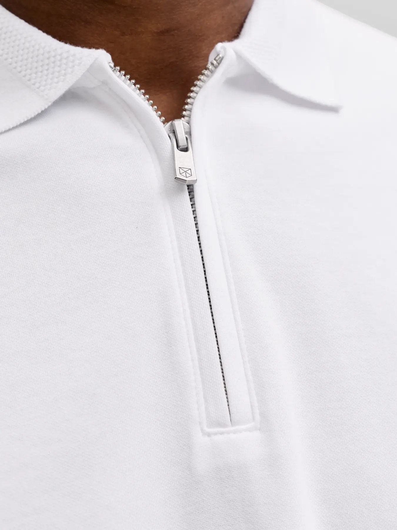 JACK & JONES JPRBLAETHAN SS ZIP POLO T-SHIRT Bright White 12292992-BR