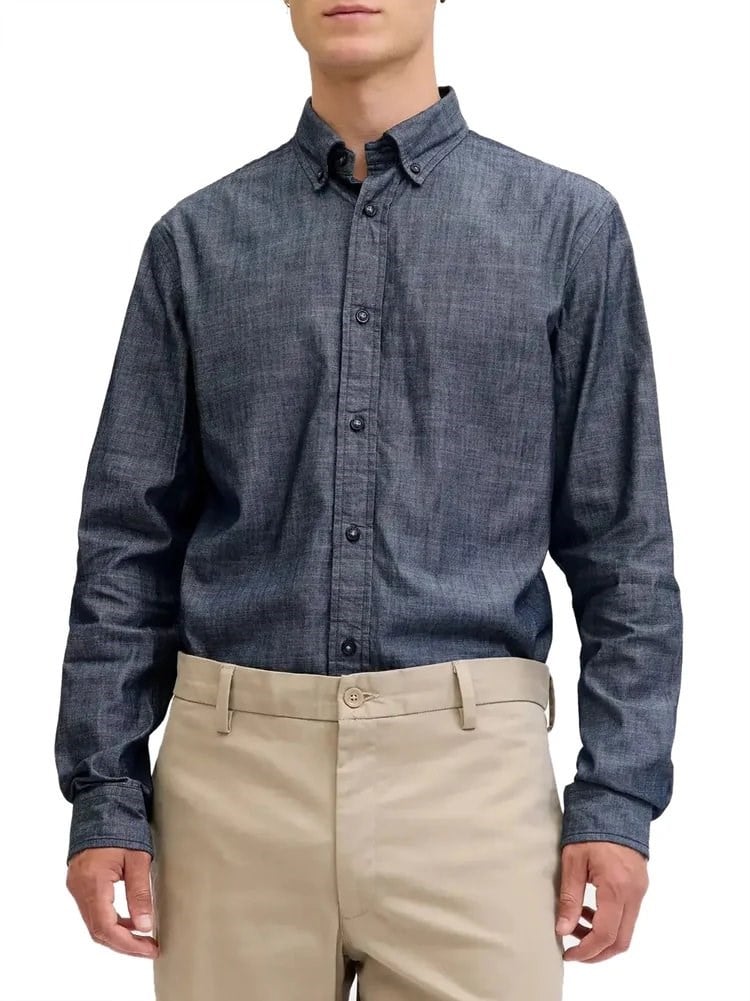 JACK & JONES JPRBLARICHARD CHAMBRAY L/S SHIRT Blue Denim 12294843-BLU