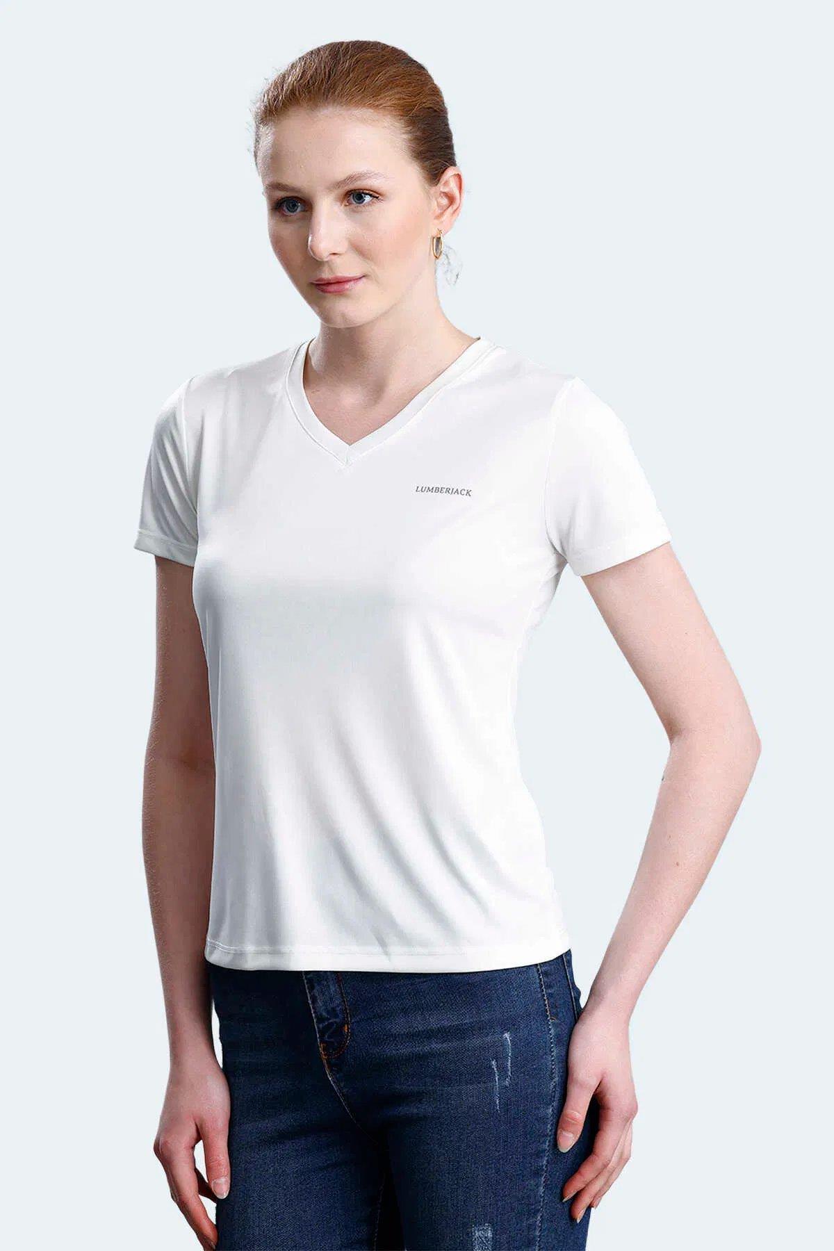 LUMBERJACK 5M, WB PES V NECK 11CT127 5FX, EKRU, TİŞÖRT 101931761
