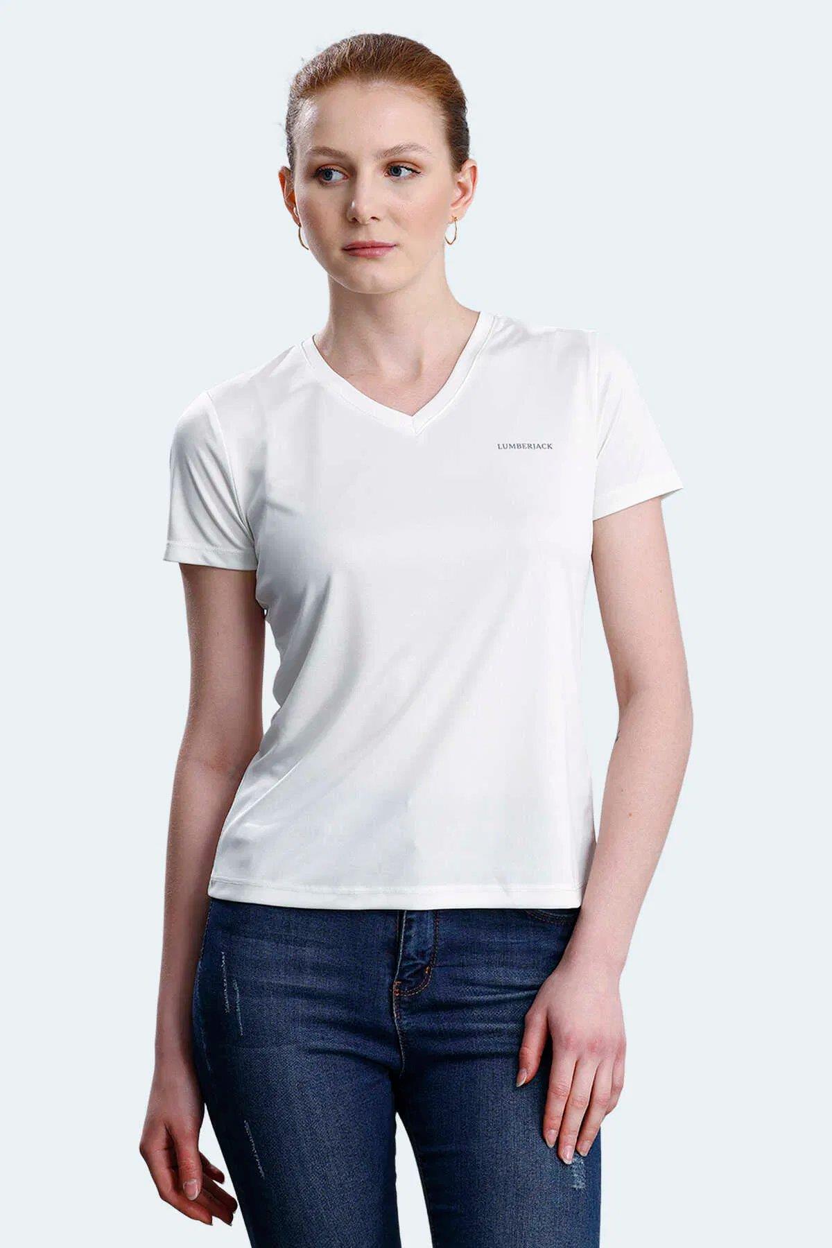 LUMBERJACK 5M, WB PES V NECK 11CT127 5FX, EKRU, TİŞÖRT 101931761