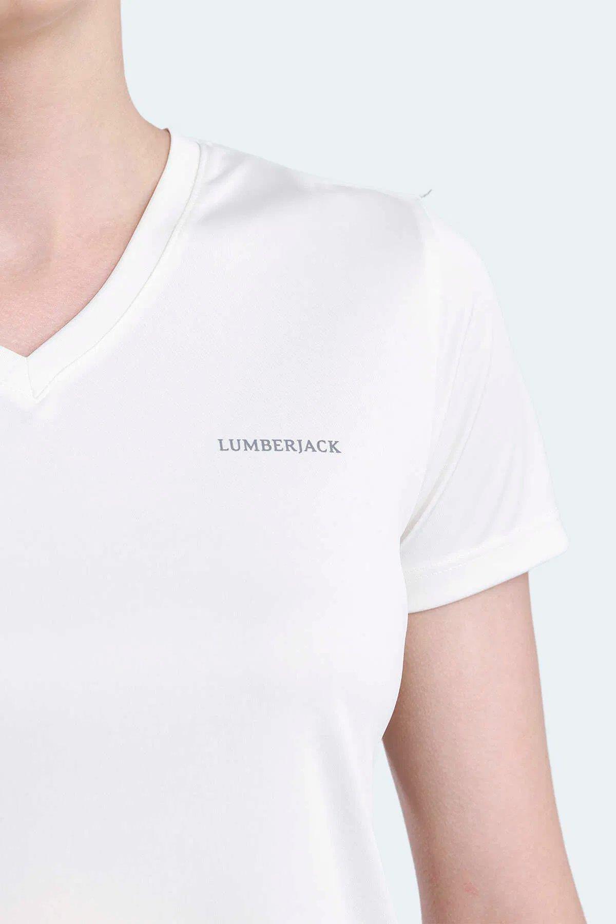 LUMBERJACK 5M, WB PES V NECK 11CT127 5FX, EKRU, TİŞÖRT 101931761