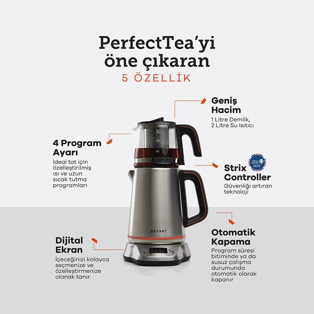 Dexart Perfecttea Dijital Çay Makinesi - ÇelikÇay Makineleri ve Su Isıtıcılar