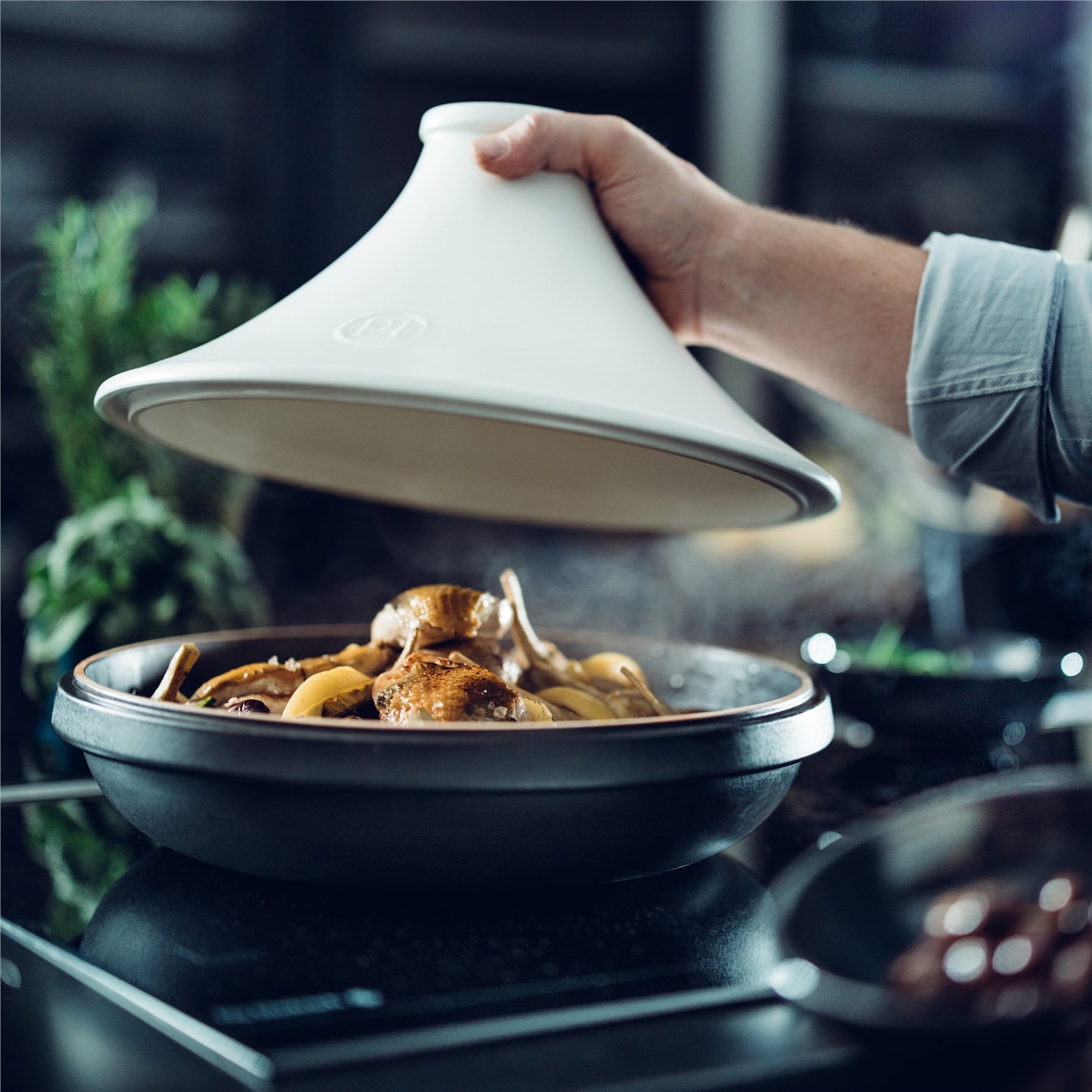 EH İnduksiyon Uyumlu Tajin 32 cm 4 L Slate Beyaz Kapaklı/Slate -776632