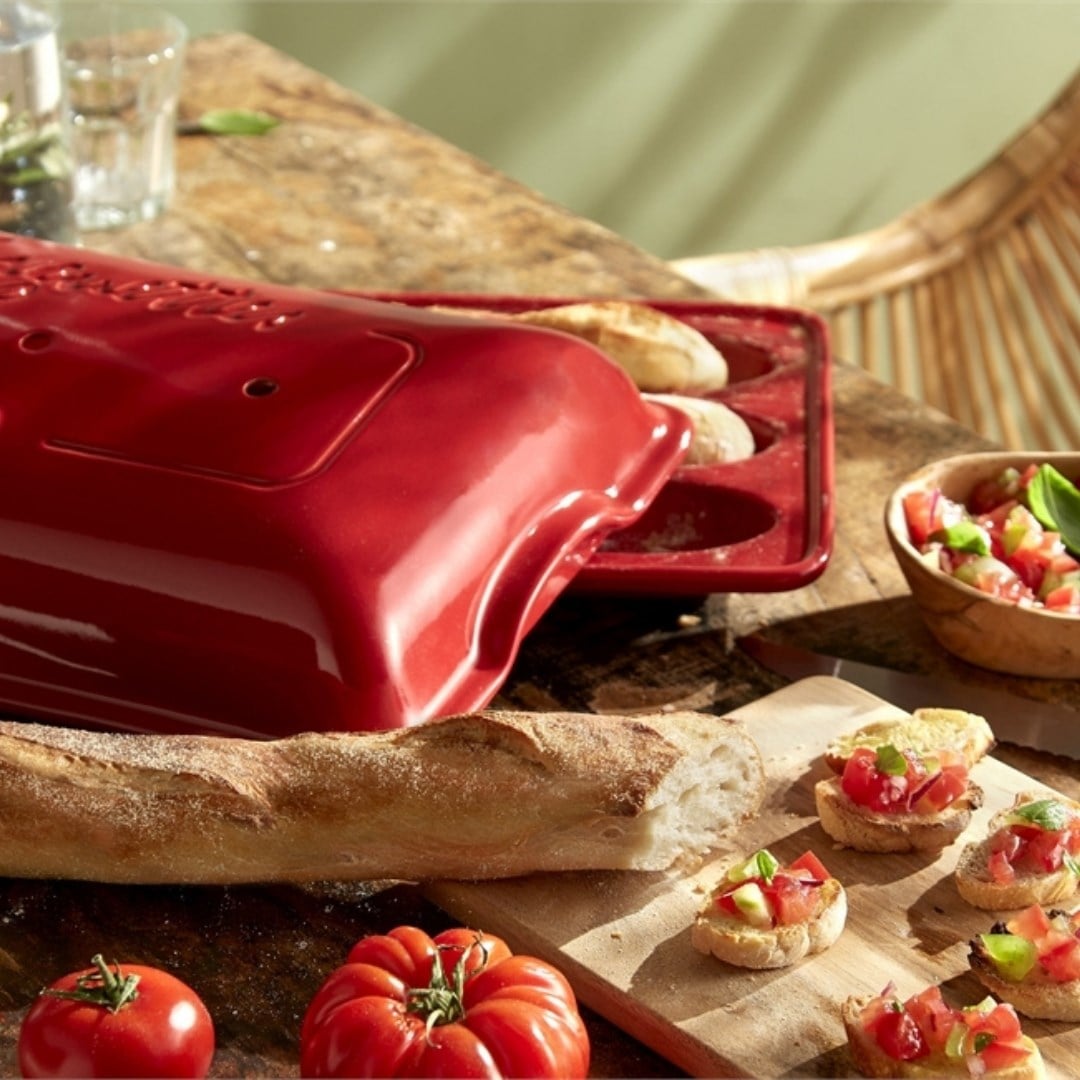 Emile Henry 3 Lü Baget Ekmek Kabı Dikdörtgen 39 X 23 Cm - KırmızıSeramik Fırın Kapları
