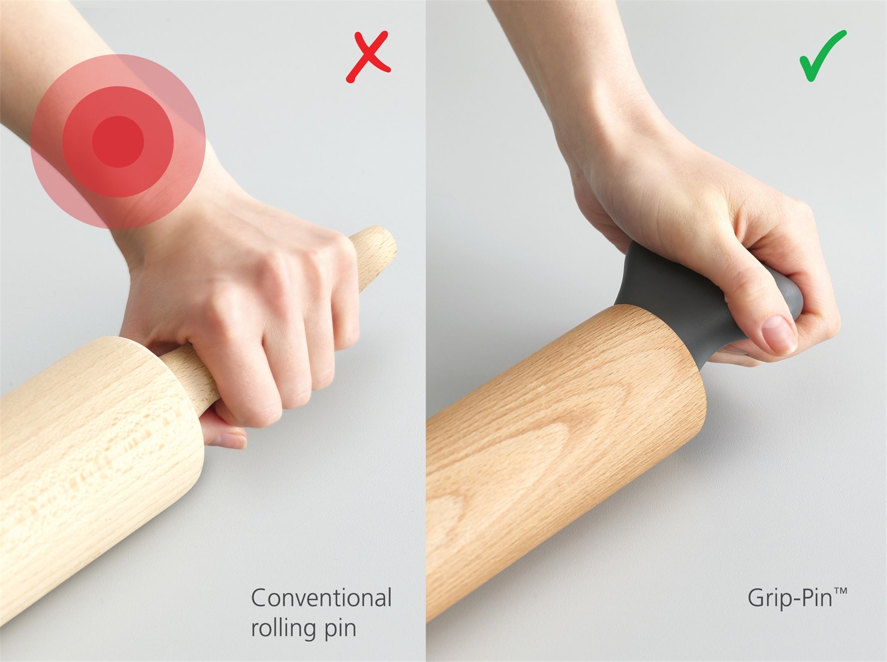 Joseph Joseph Grip-Pin Ergonomik Merdane - Gri