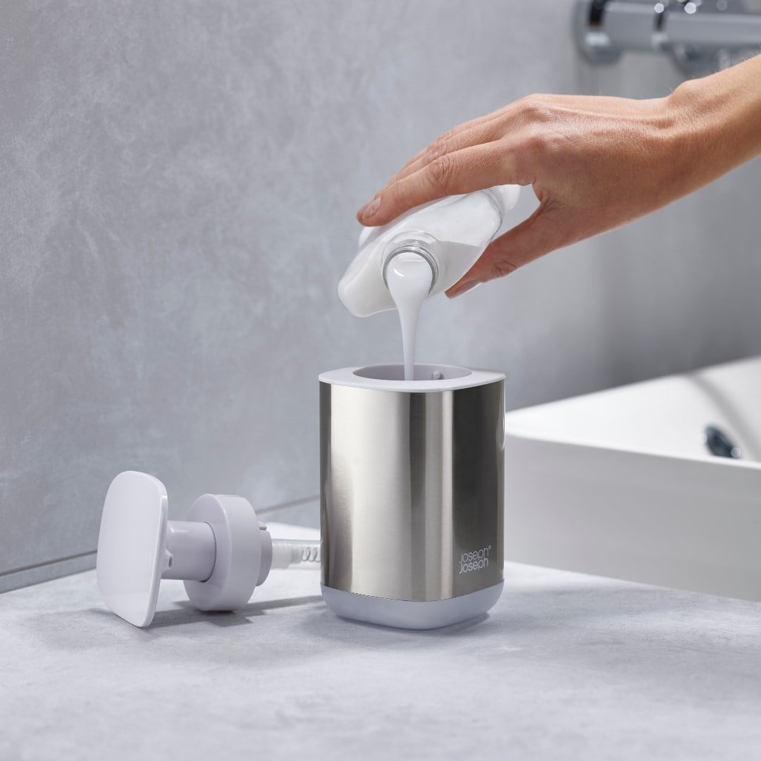Joseph Joseph 2 Li Sıvı Sabunluk ve Lavabo Düzenleme Seti - Beyaz ÇelikBanyo Aksesuarları