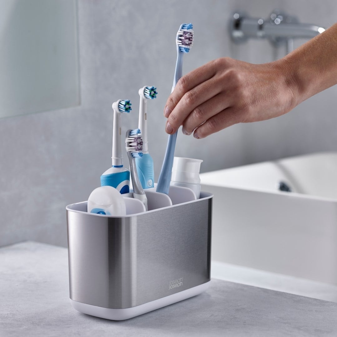 Joseph Joseph 2 Li Sıvı Sabunluk ve Lavabo Düzenleme Seti - Beyaz ÇelikBanyo Aksesuarları