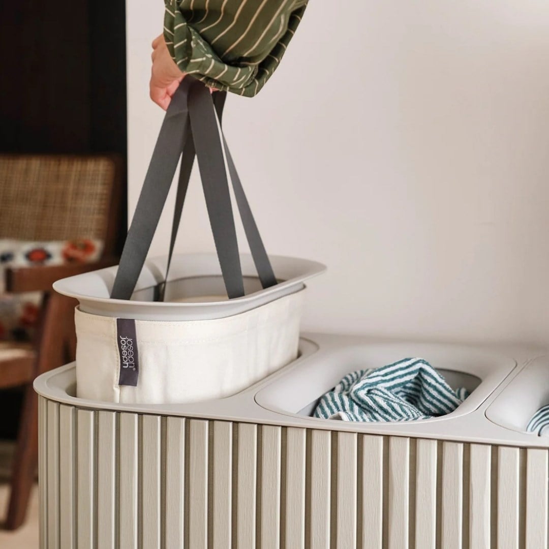 Joseph Joseph Tota 90 L Trio Luxe 3 Bölmeli Çamaşır Ayırma Sepeti - EkruÇamaşır Sepeti
