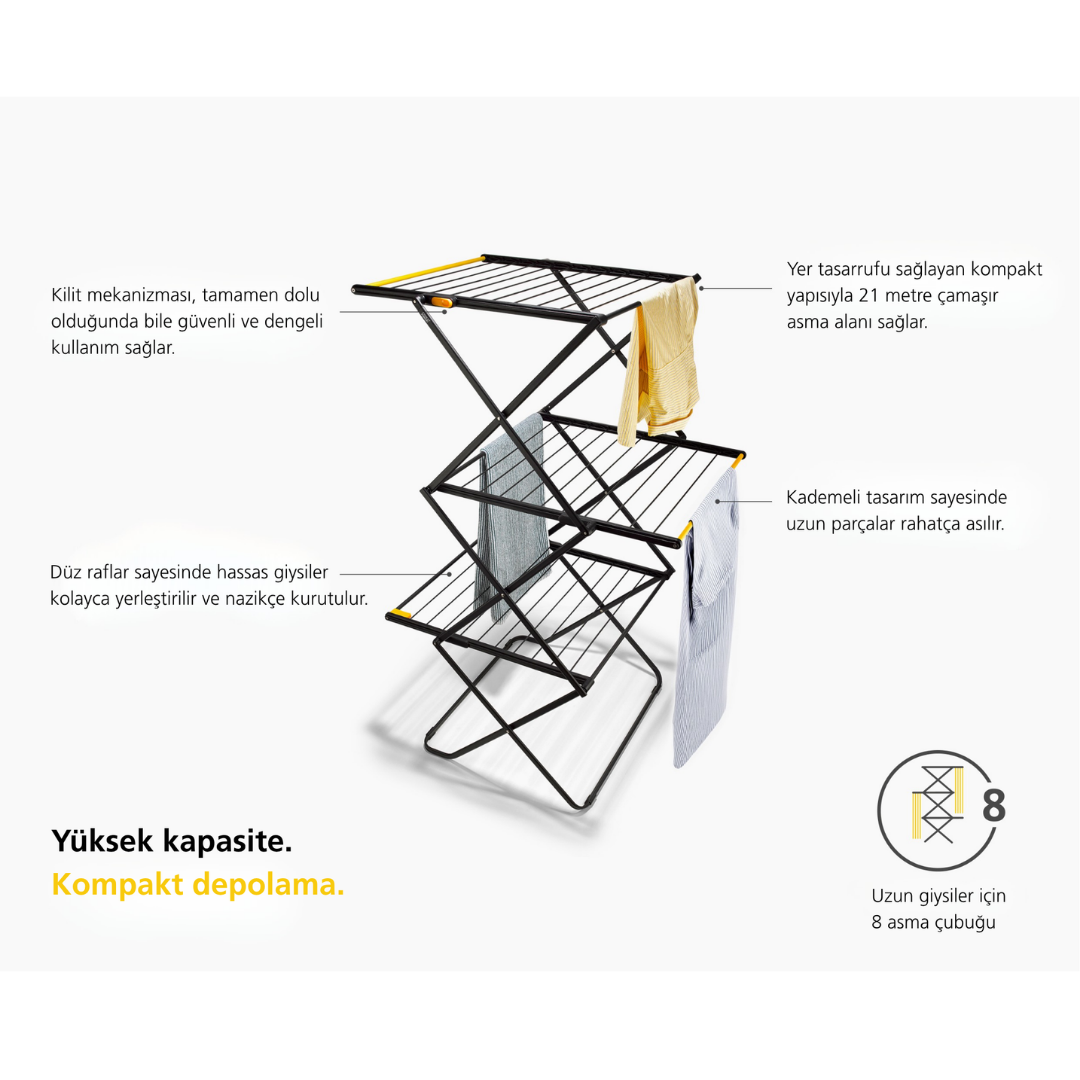 Joseph Joseph AirFrame  Katlanabilir 3 Katlı Çamaşır Kurutma AskısıÇamaşır Sepeti