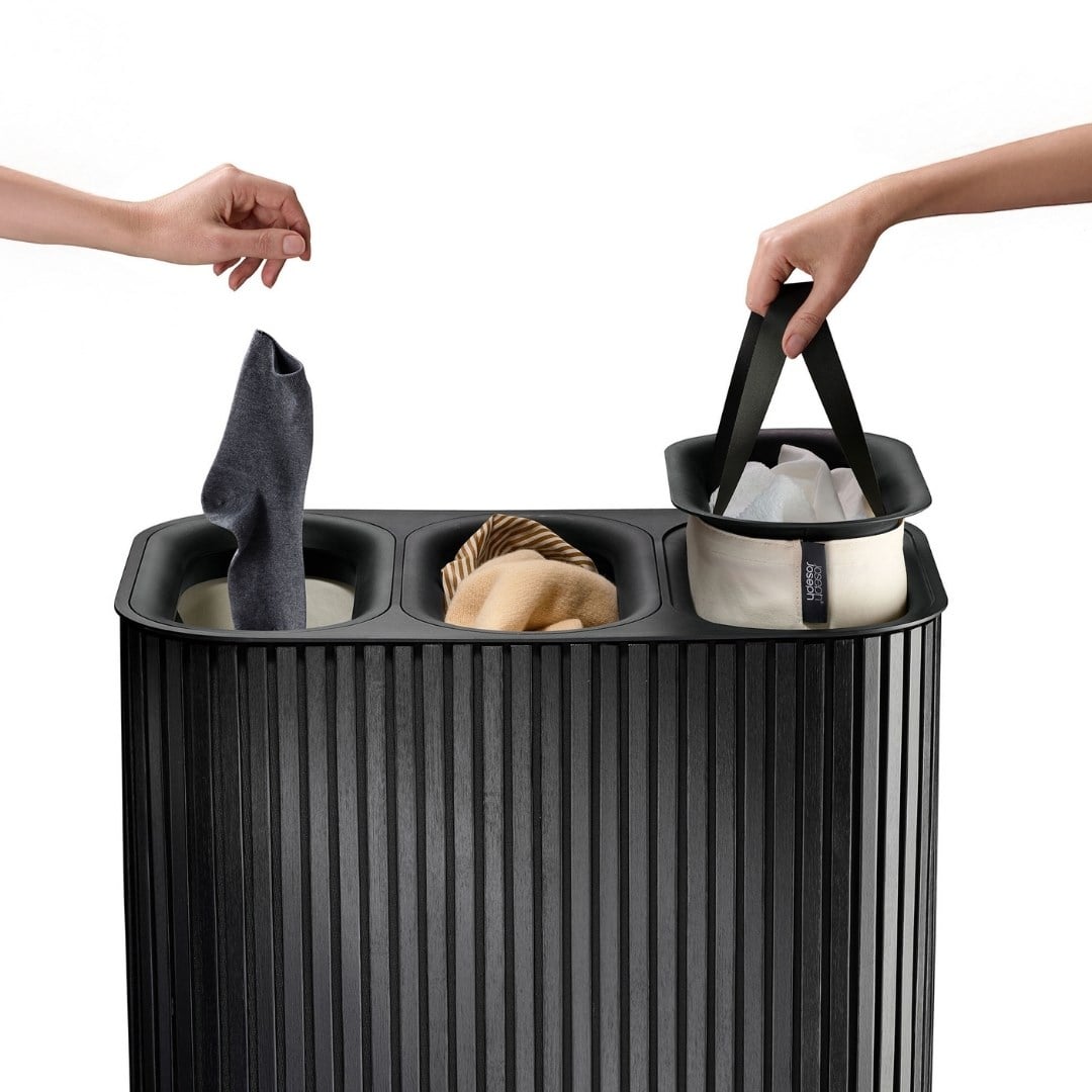 Joseph Joseph Tota 90 L Trio Luxe 3 Bölmeli Çamaşır Ayırma Sepeti - SiyahÇamaşır Sepeti