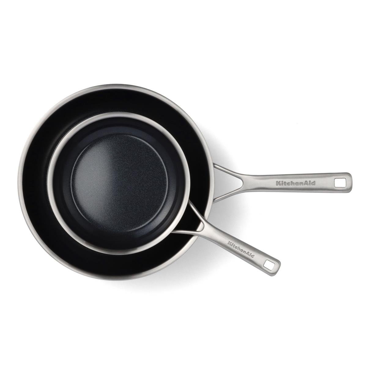 KitchenAid Paslanmaz Çelik Kızartma Tavası Seti, Seramik Kaplama 20 cm + 28 cmTavalar