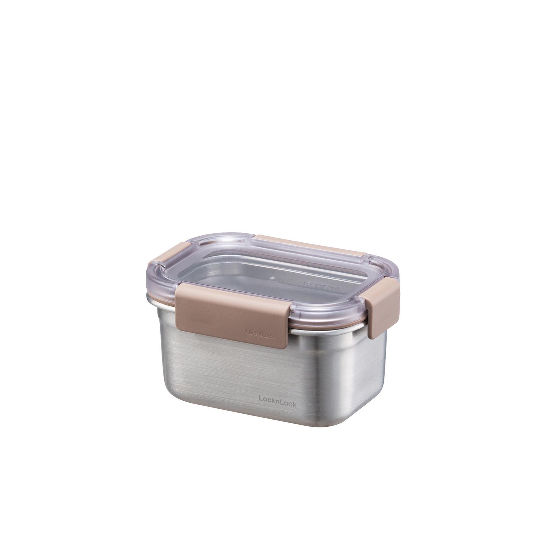 LocknLock Paslanmaz Çelik Fırın & Saklama Kabı Dörtgen Kilitli 520 ml - Kahverengi