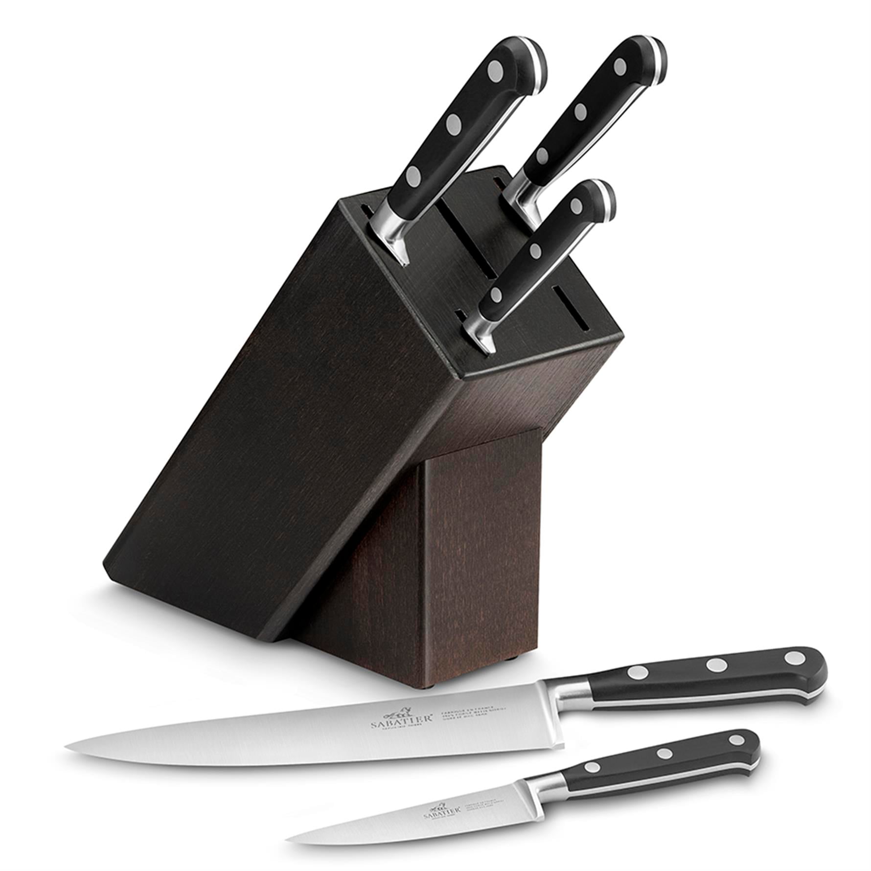 Sabatier Amboise Ahşap Blok+ 5 Ideal Rivets Inox  Dövme Bıçak Seti