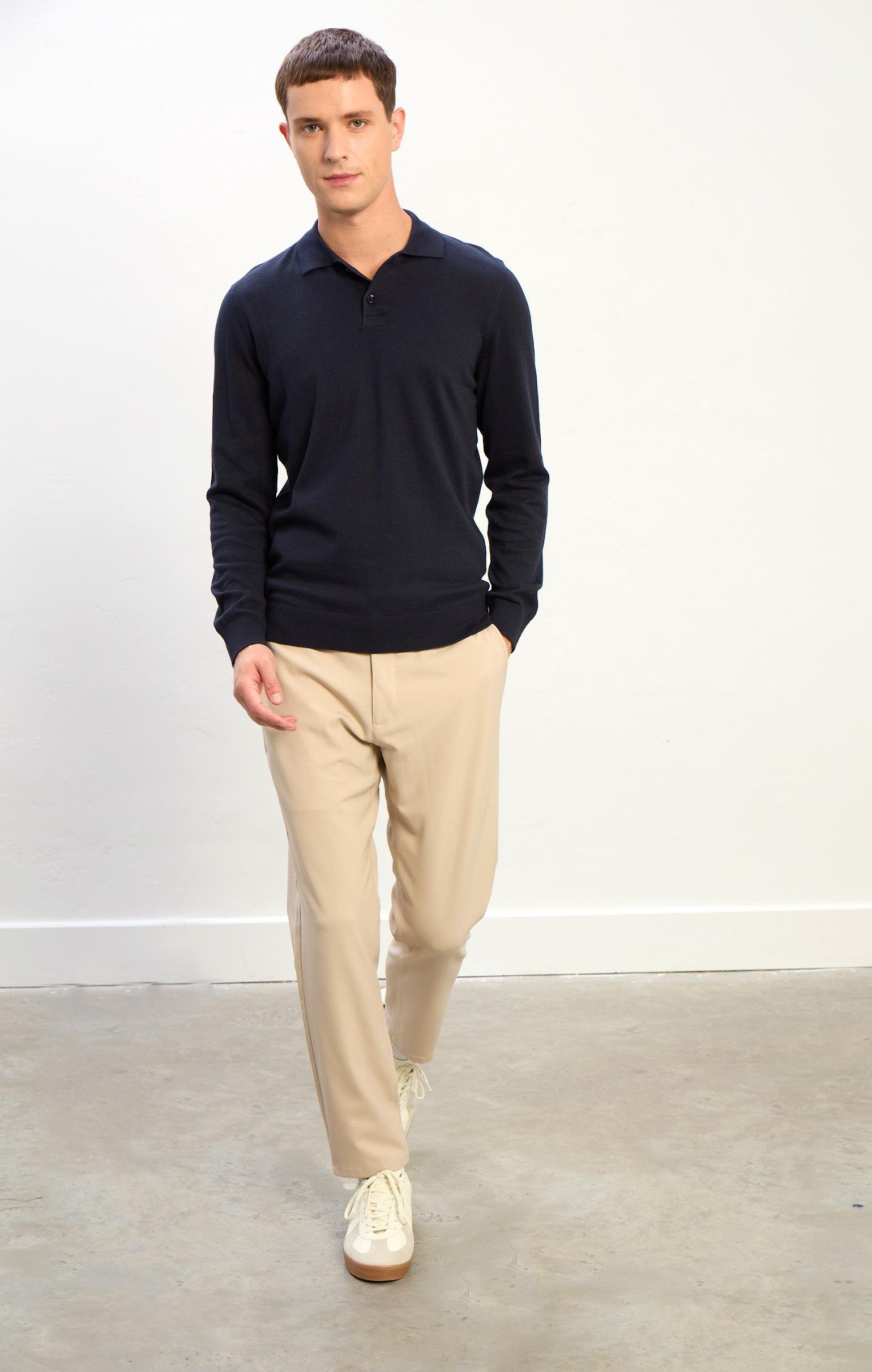 Owen Erkek Polo Yaka Triko Kazak-Lacivert