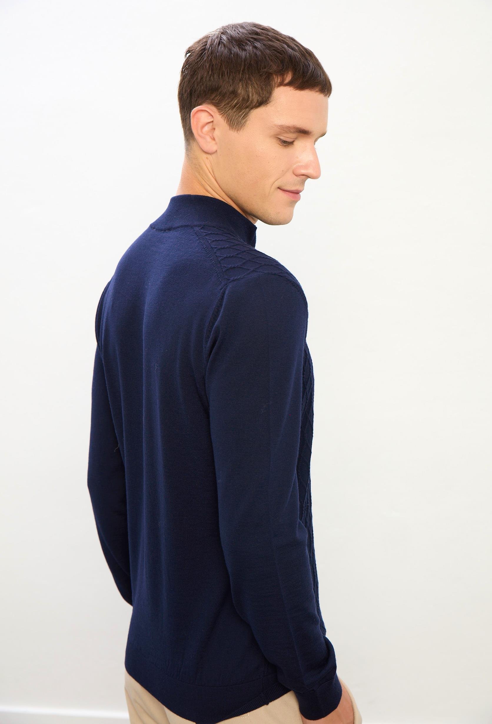 Ryan Fermuarlı Desenli Triko Kazak-Lacivert