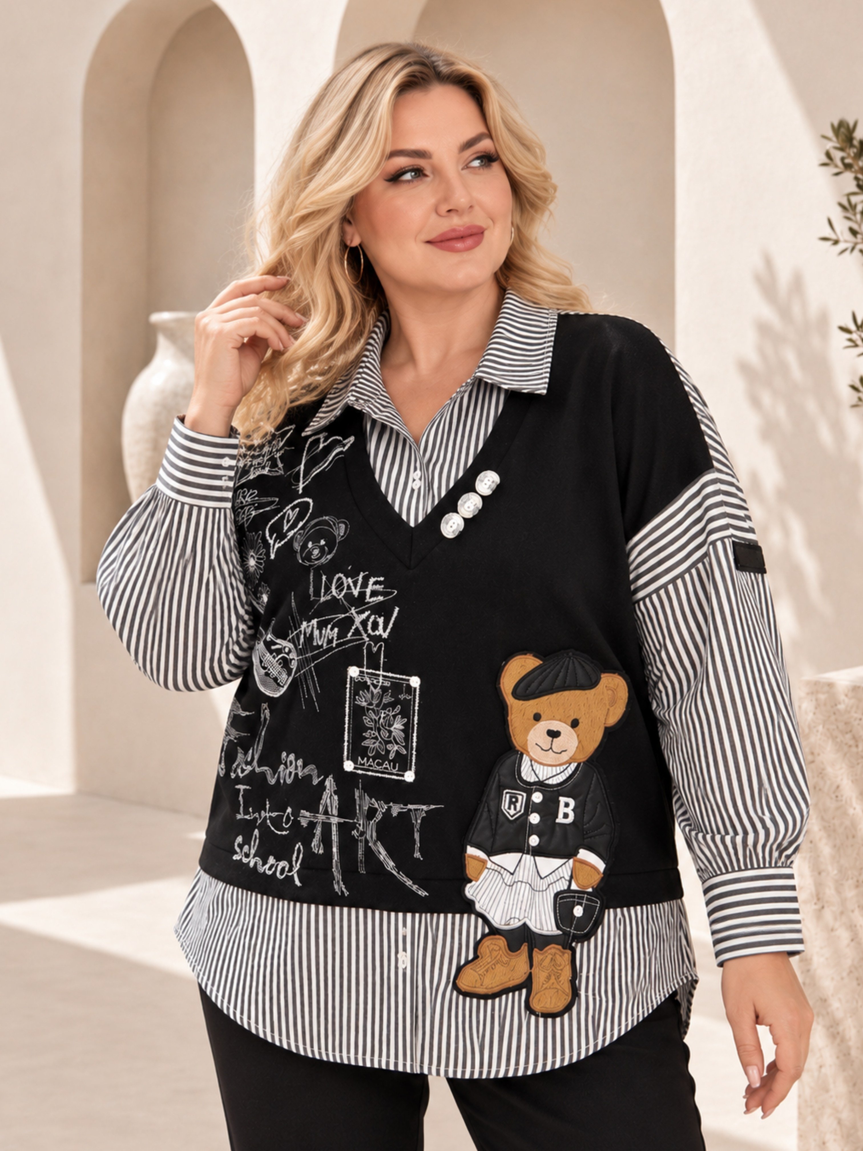 Büyük BedenÜst GiyimSweatshirt Ayıcıklı Sweatshirt