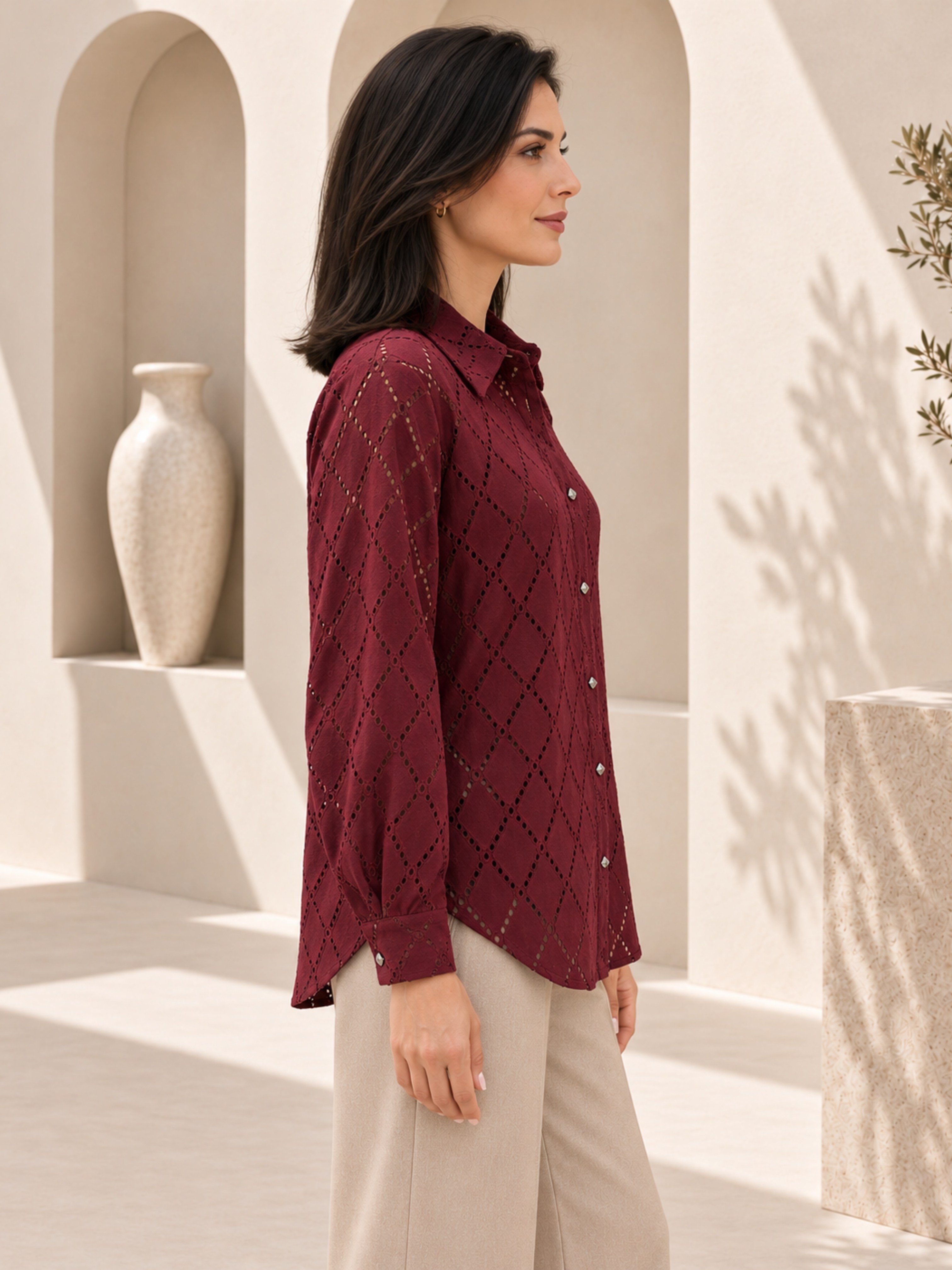 Küçük BedenÜst GiyimGömlek Baklava Desen Gömlek
