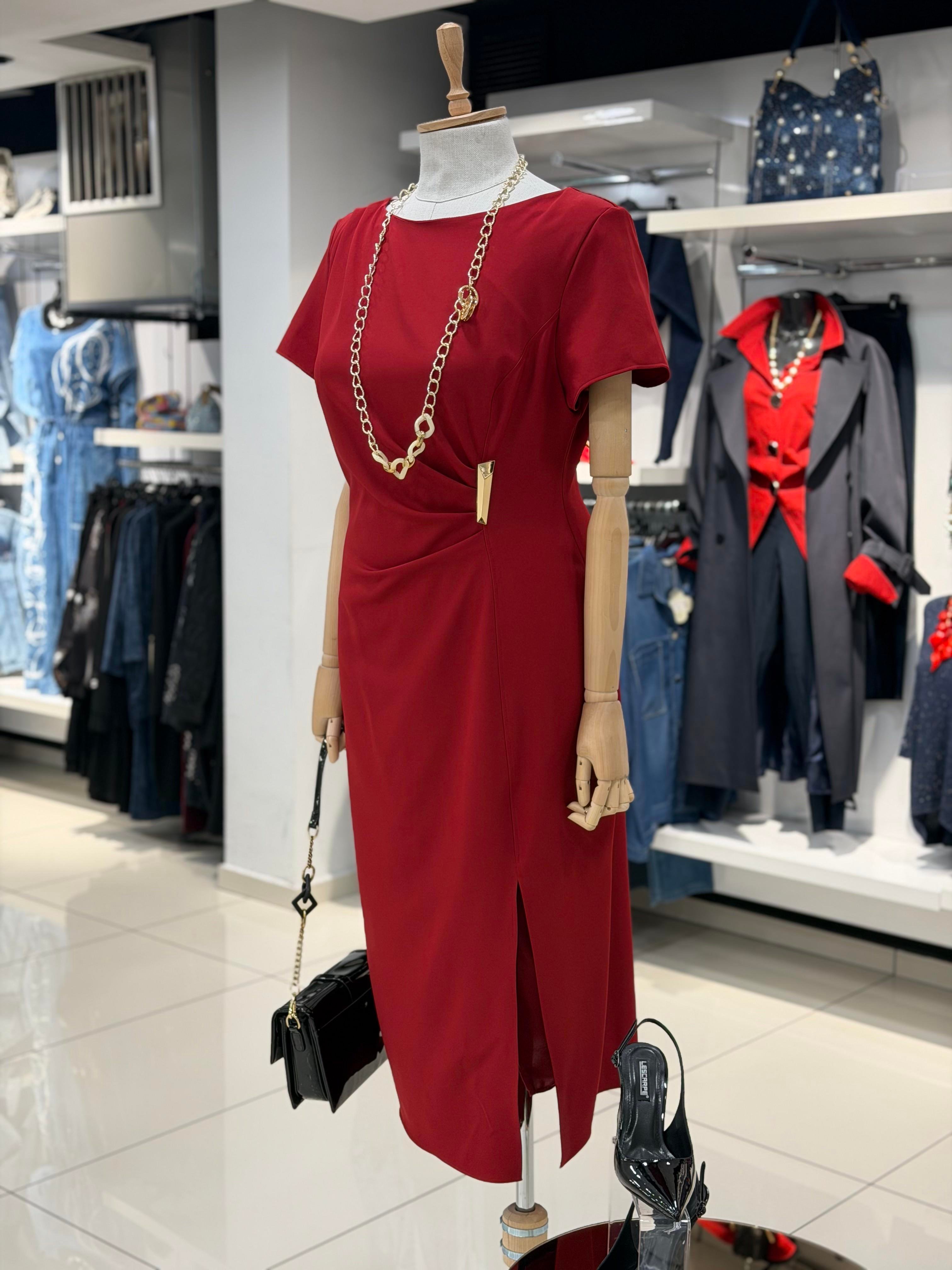 ELBİSE Beli Tokalı Elbise