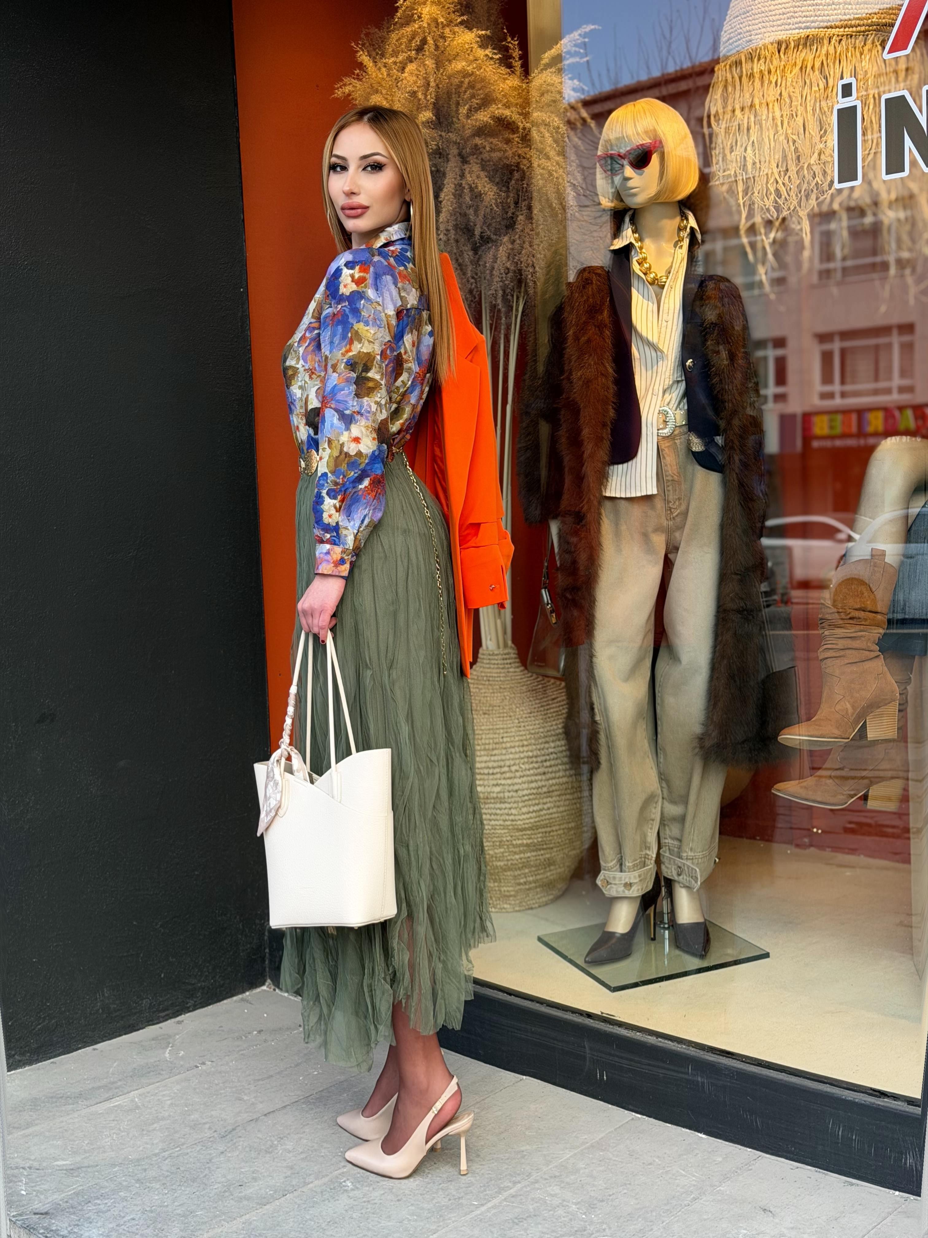 GÖMLEK Çiçek Baskı Gömlek