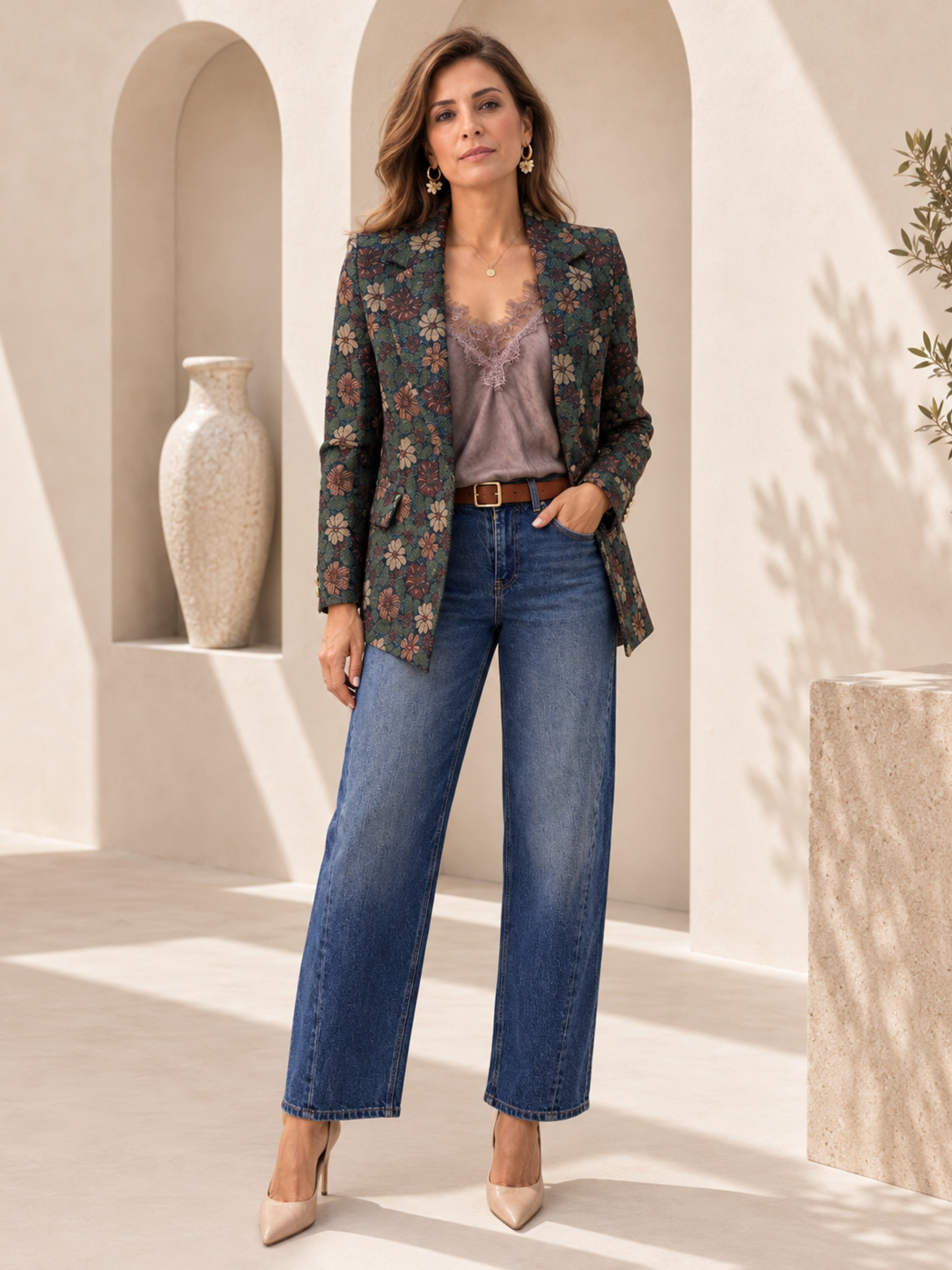 Küçük BedenDış GiyimCeket Çiçekli Blazer Ceket