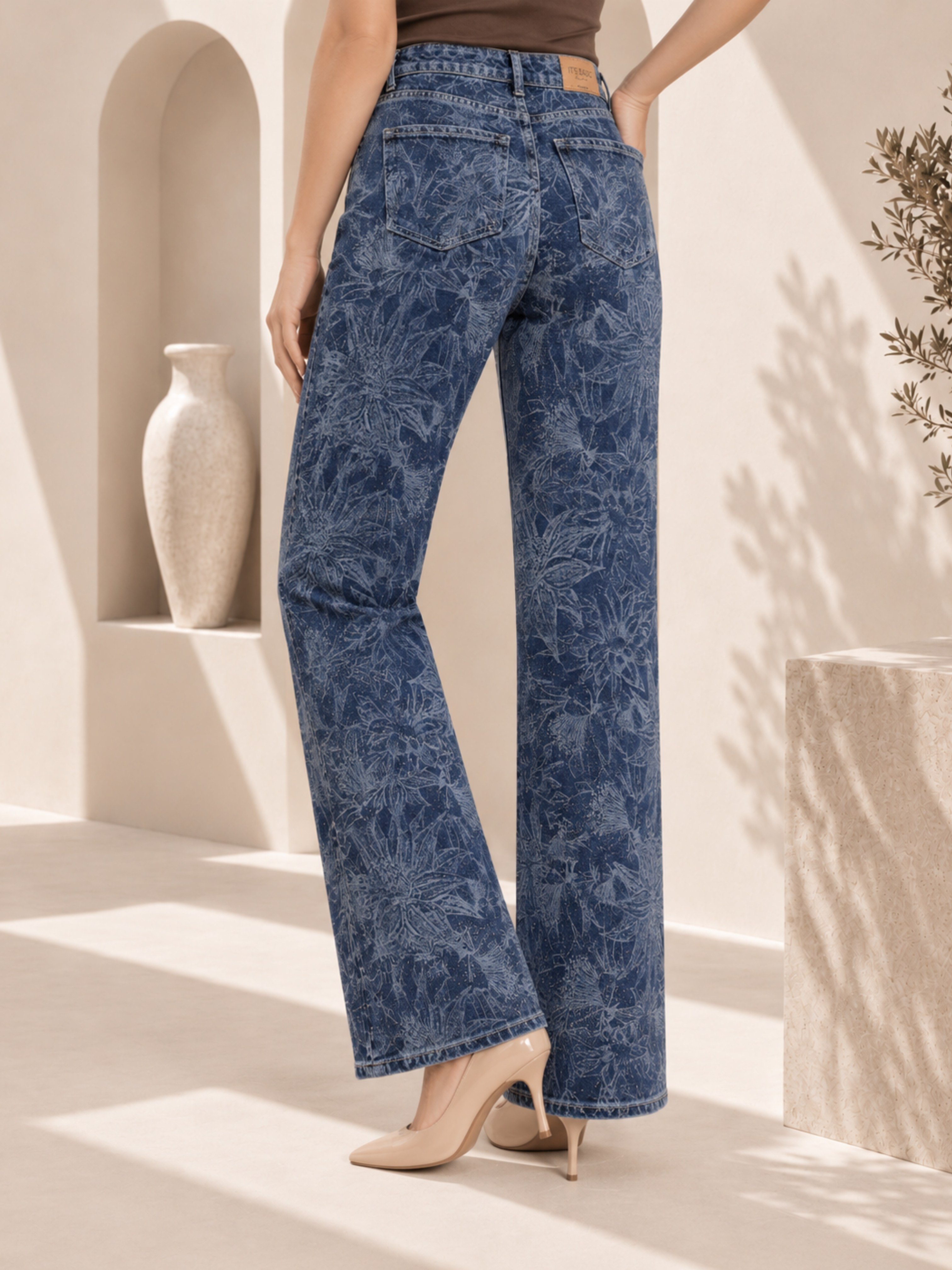 TEST Desenli Taşlı Jean Pantolon