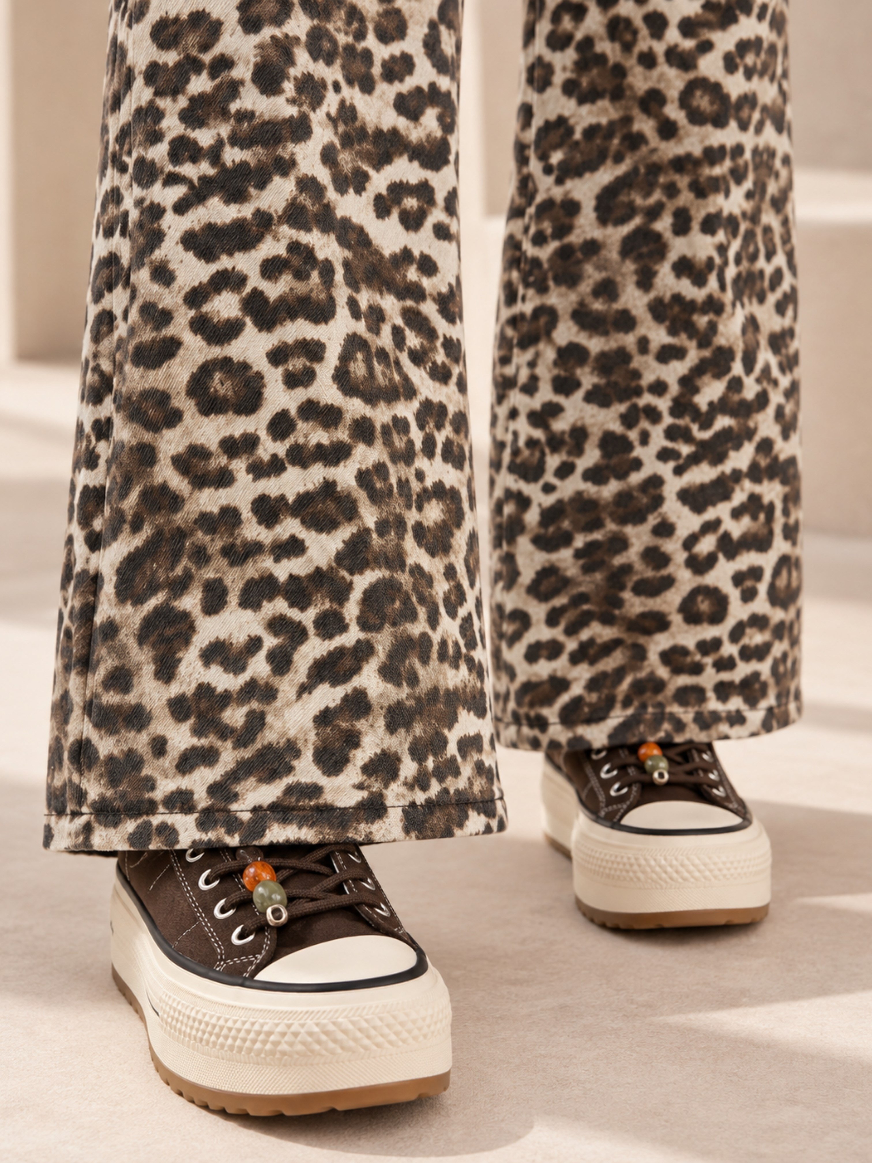 PANTOLON Leopar Palazzo Pantolon