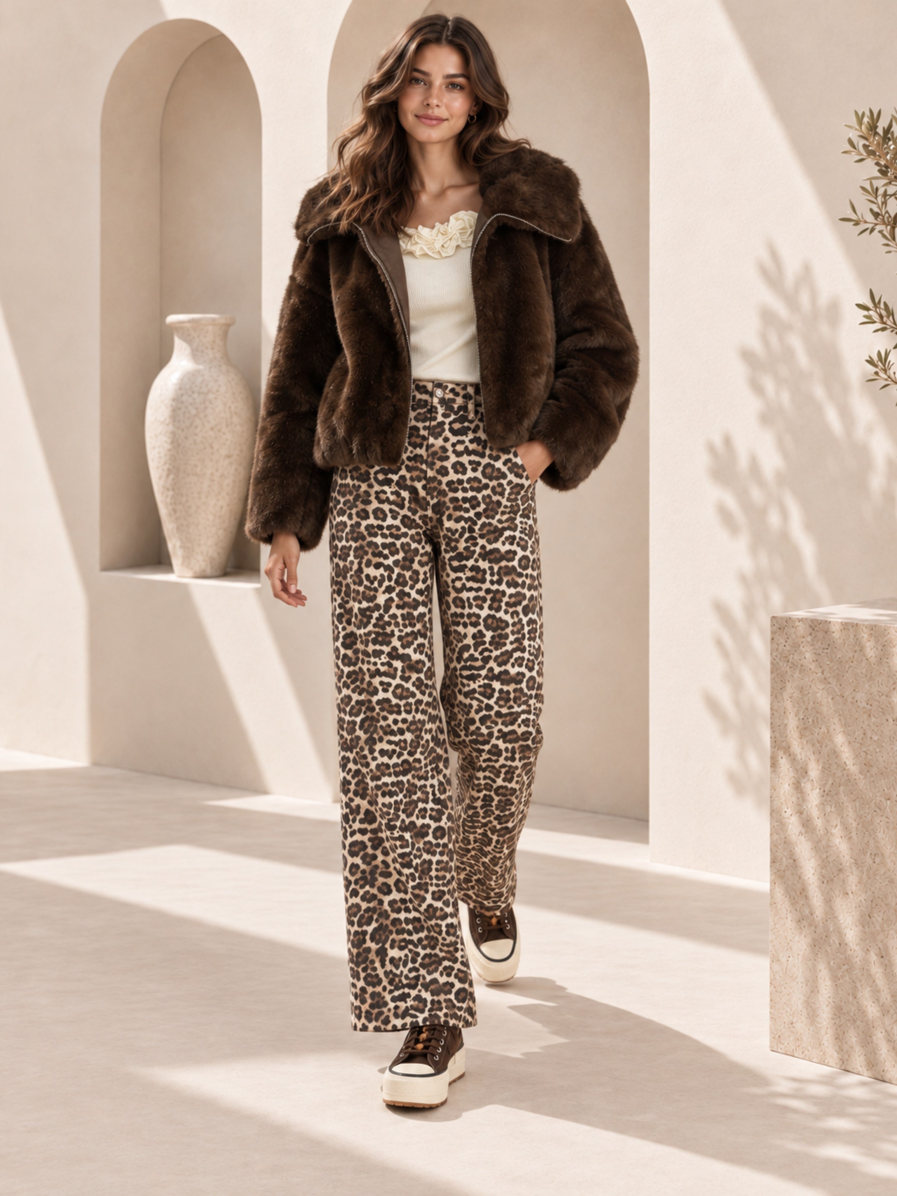 PANTOLON Leopar Palazzo Pantolon