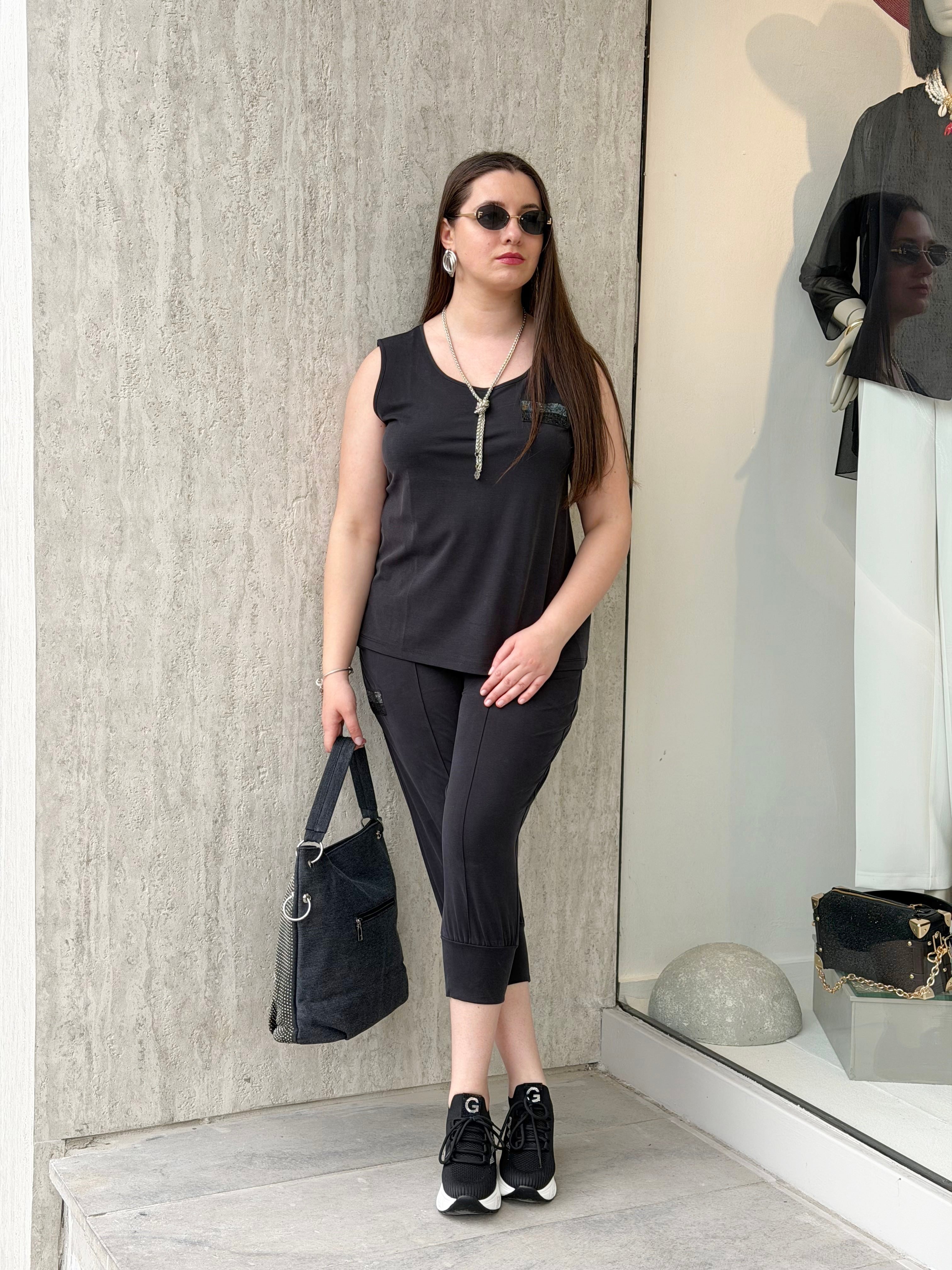 BLUZ Taşlı Askılı Bluz